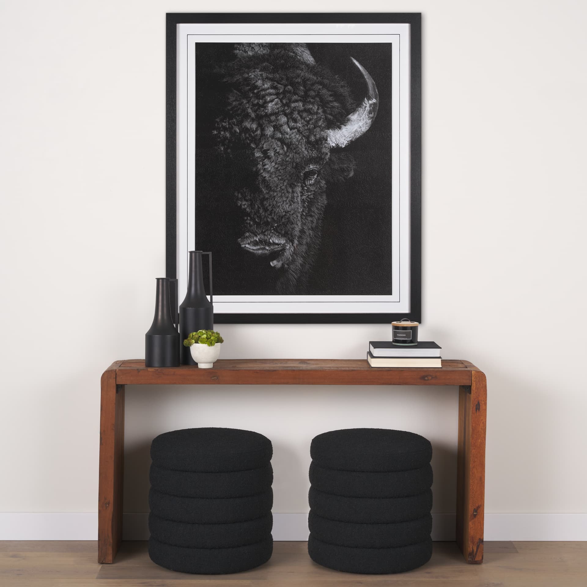 Custom Black Glimpse I by Mercana Studio Hand Embellished Framed Photo Art Print Matted under Glass — in a styled room