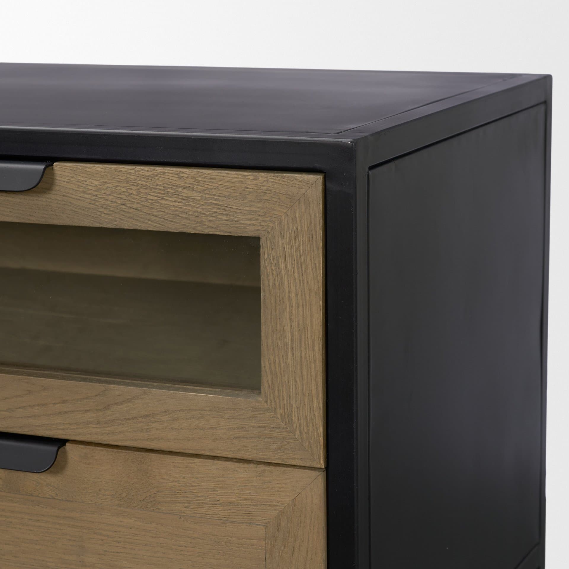 Sloan Light Brown W/ Black Metal Frame Side Table — product photograph