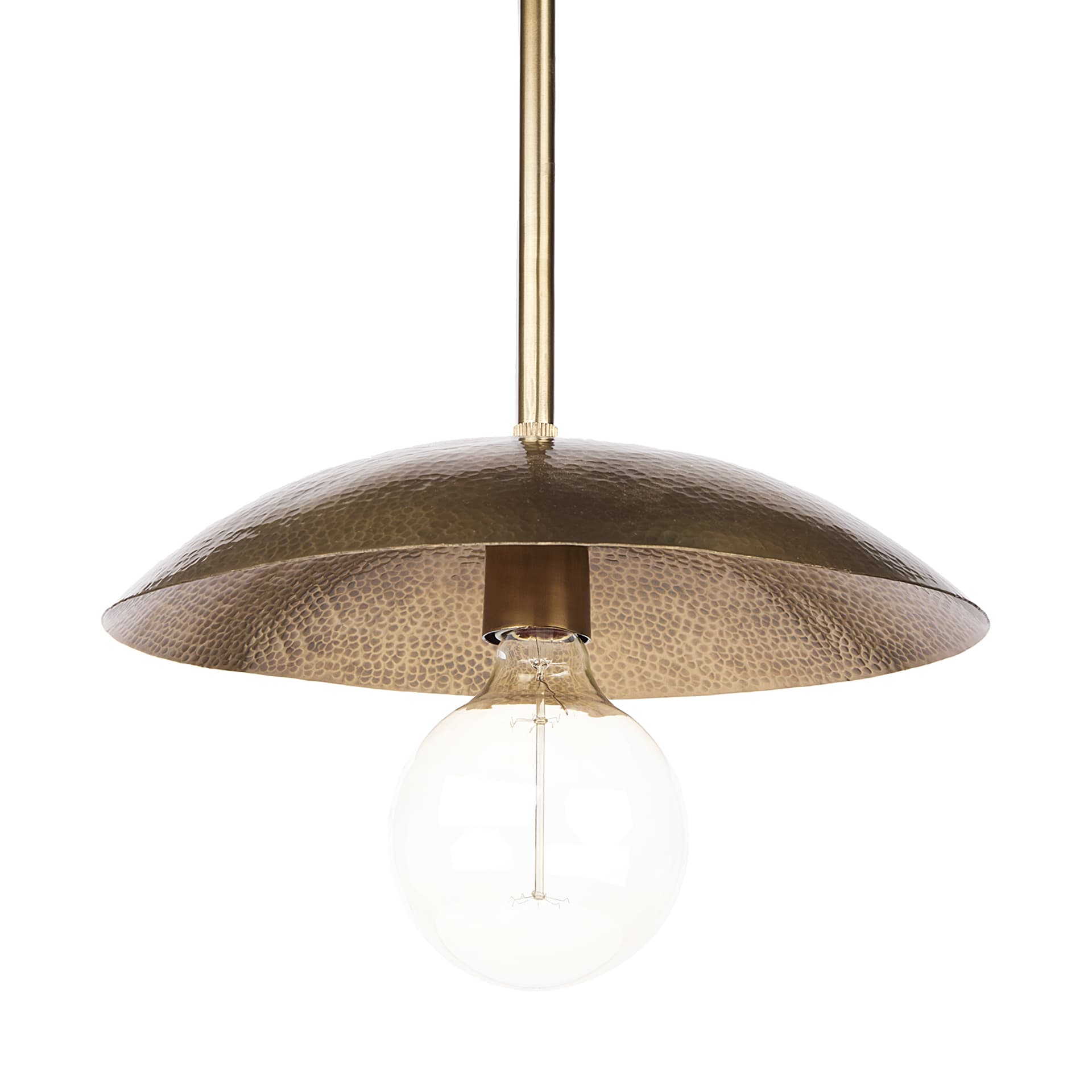 Garnet 13L x 13W Gold Hammered Metal Pendant Light — product photograph
