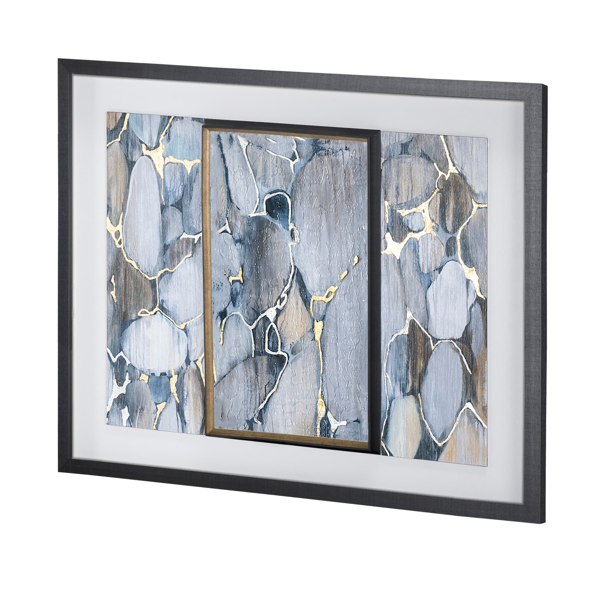 River Rocks by Liz Jardine a Hand Embellished Textured Framed Art Print Matted under Glass — product photograph