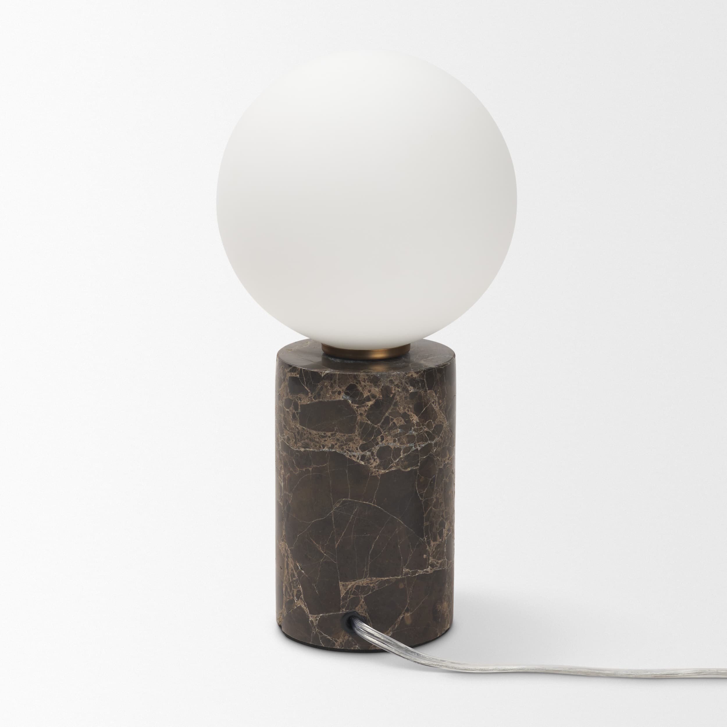 Caldo Brown Marble Base w/ Frosted Glass Globe Table Lamp — product photograph