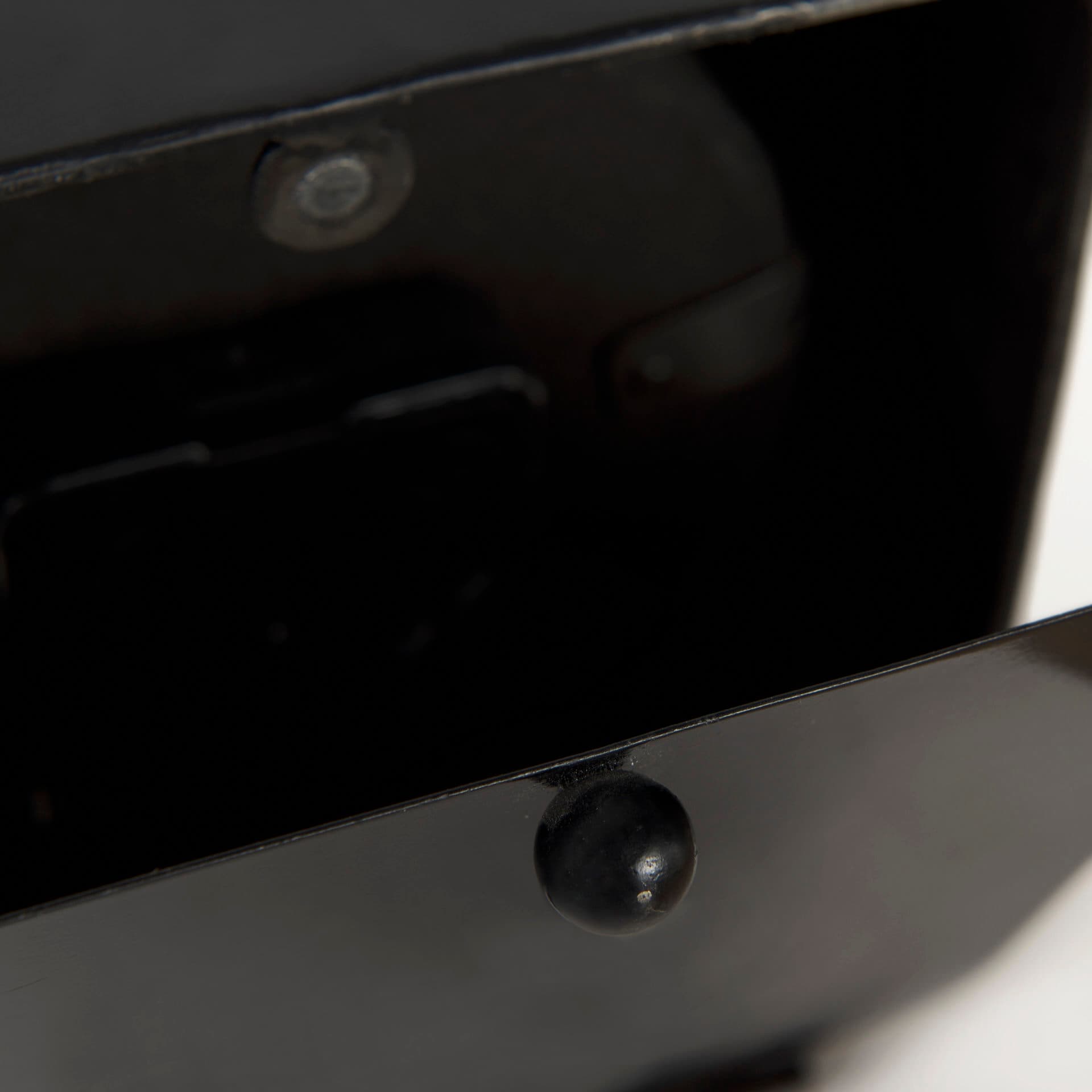 Karl 6.0L x 3.0W x 6.8H Rustic Black Iron Rounded Square Table Clock — product photograph