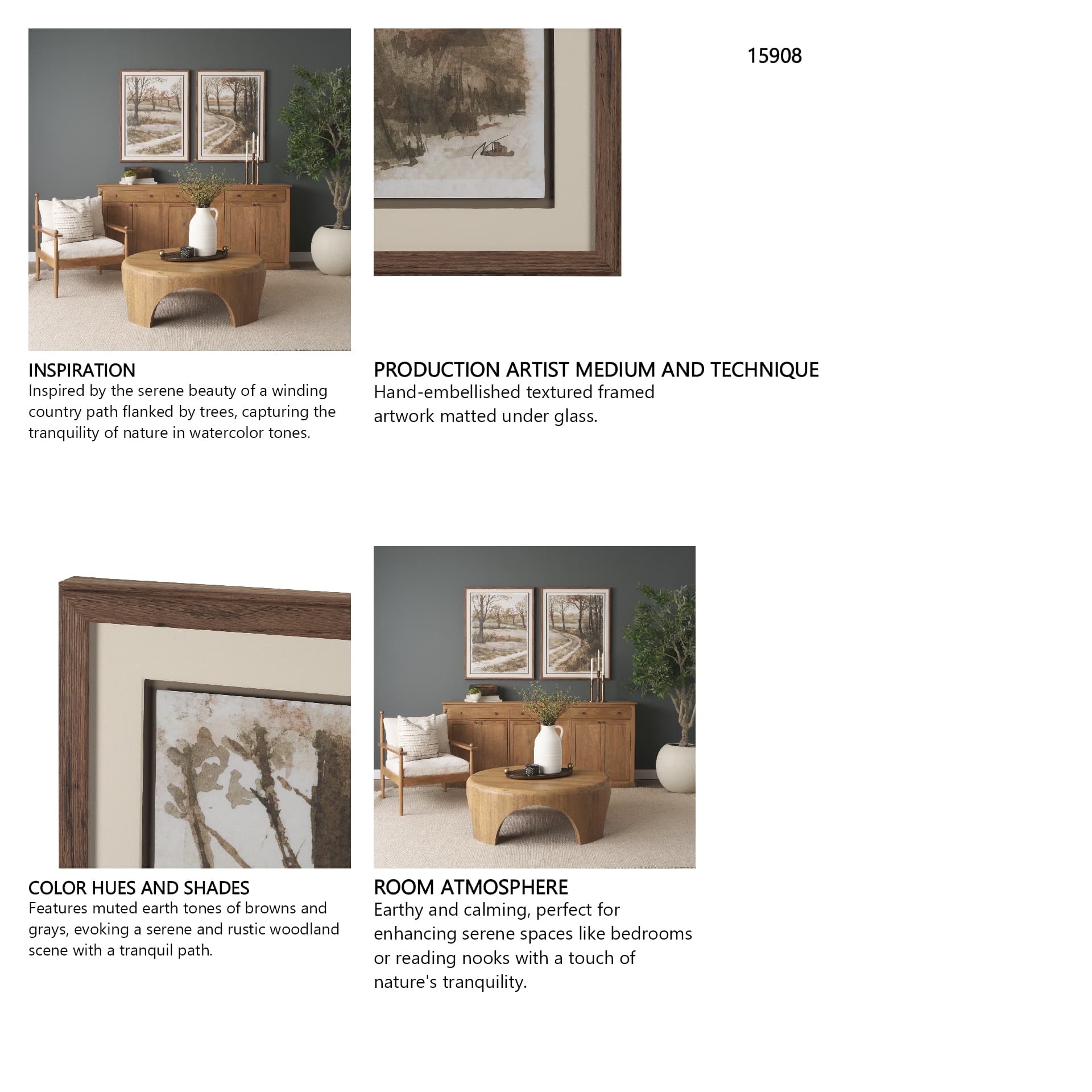 Meadow Memories II by Mercana Studio Hand Embelished Framed Artwork Matted under Glass — in a styled room