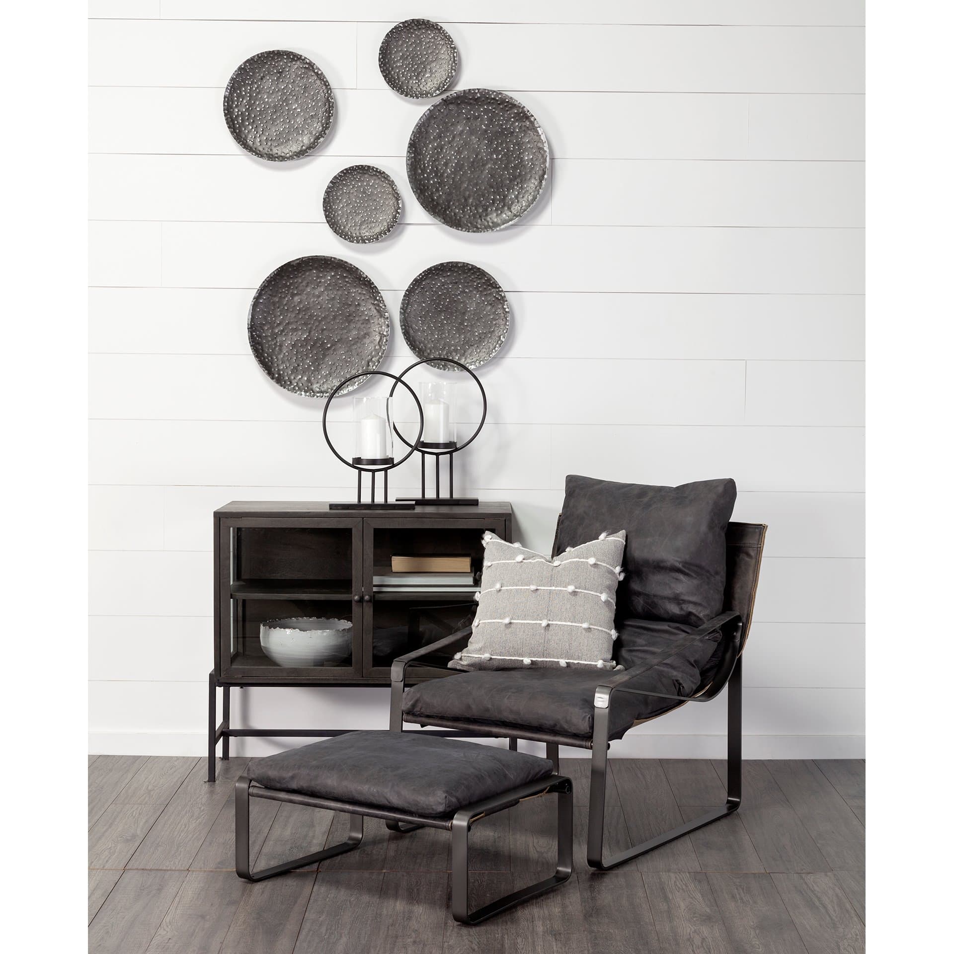 Lanx Set of 3 Decorative Black/Grey Metal Plates — in a styled room