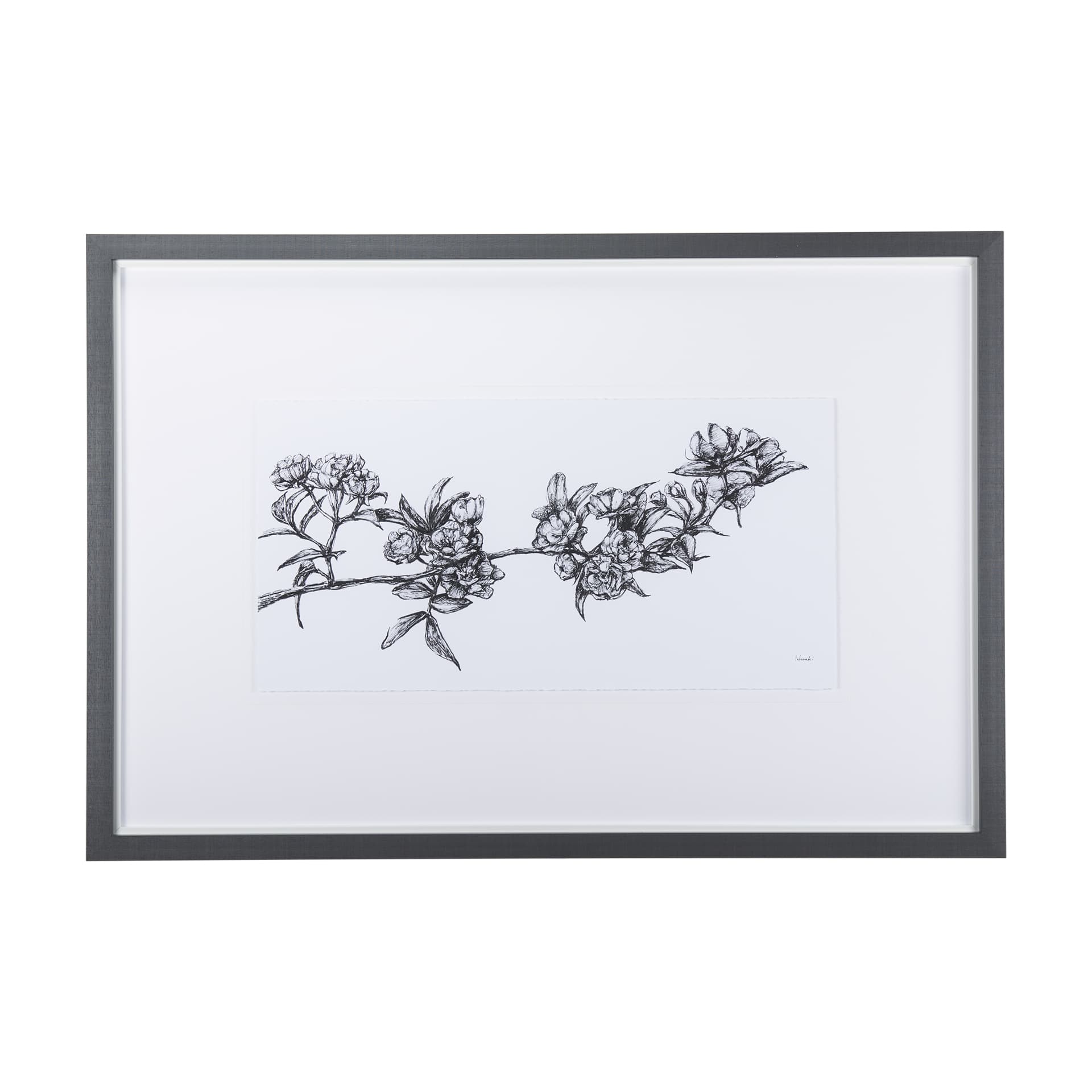 Cherry Blossom I by Mercana Studio a Hand Embellished Textured Framed Art Print Matted under Glass — product photograph