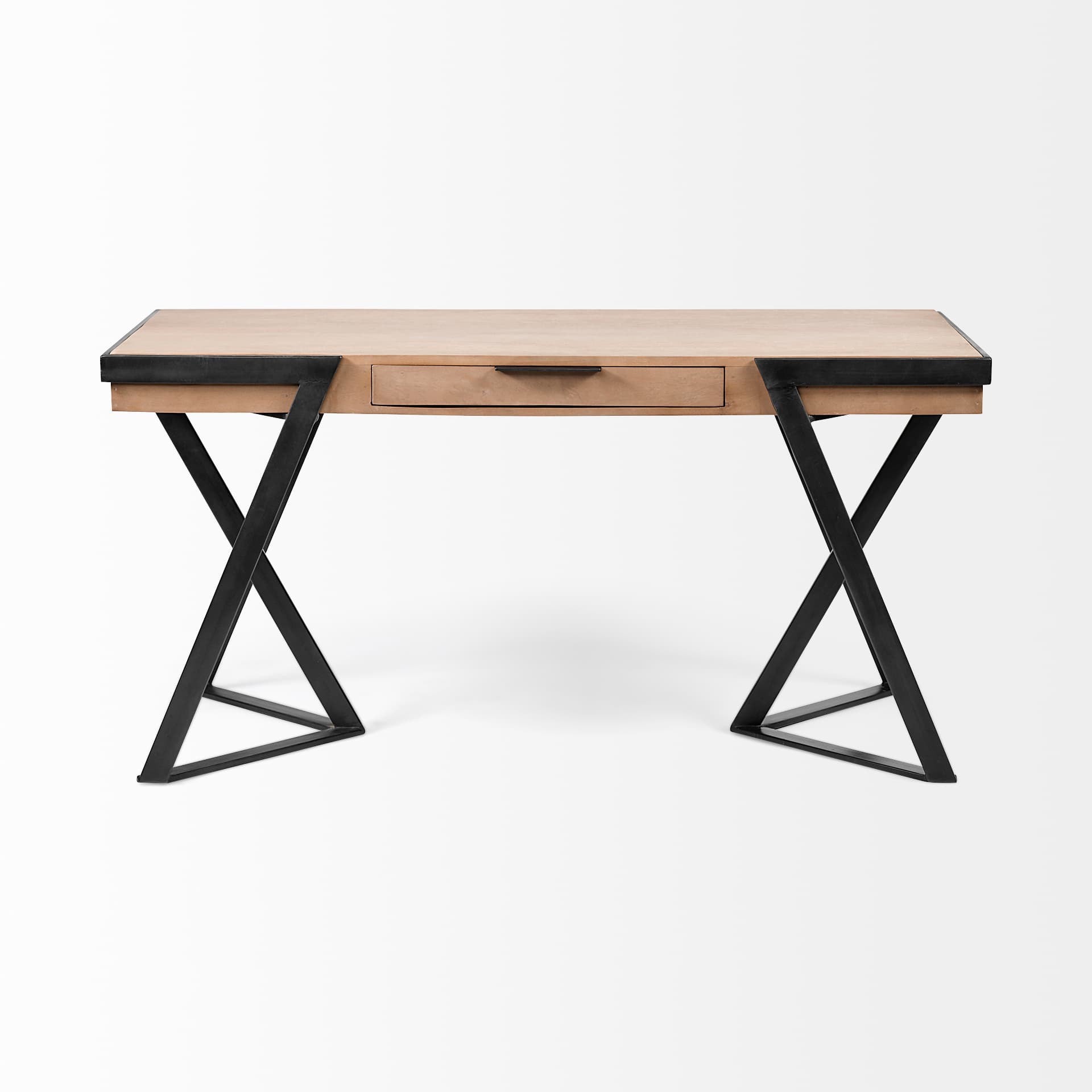 Steinbeck 61L x 28.75W x 30H Light Brown Wooden Iron Frame Office Desk — product photograph