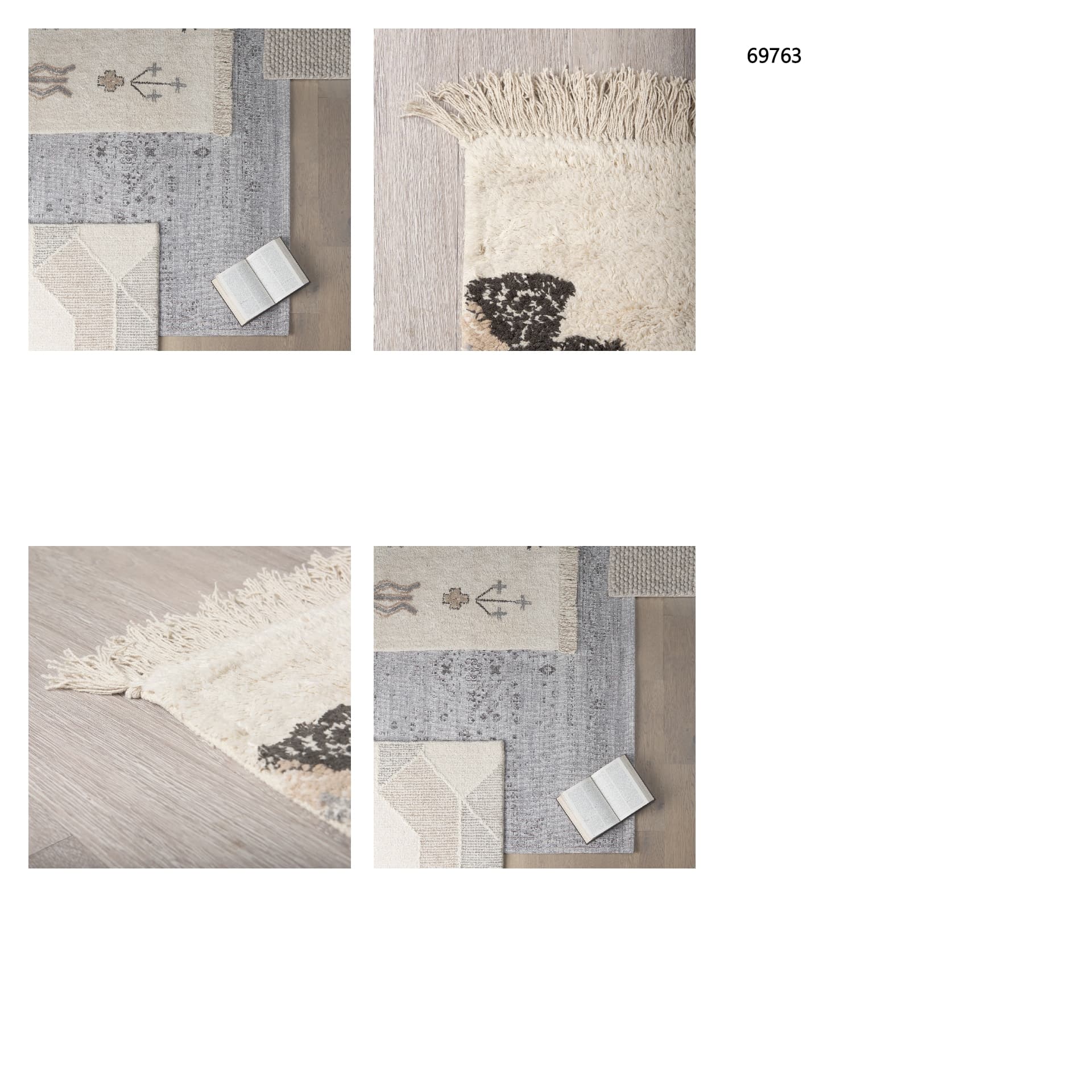 Carla 5x8 Earthy Neutrals Patterned Cotton Area Rug — in a styled room