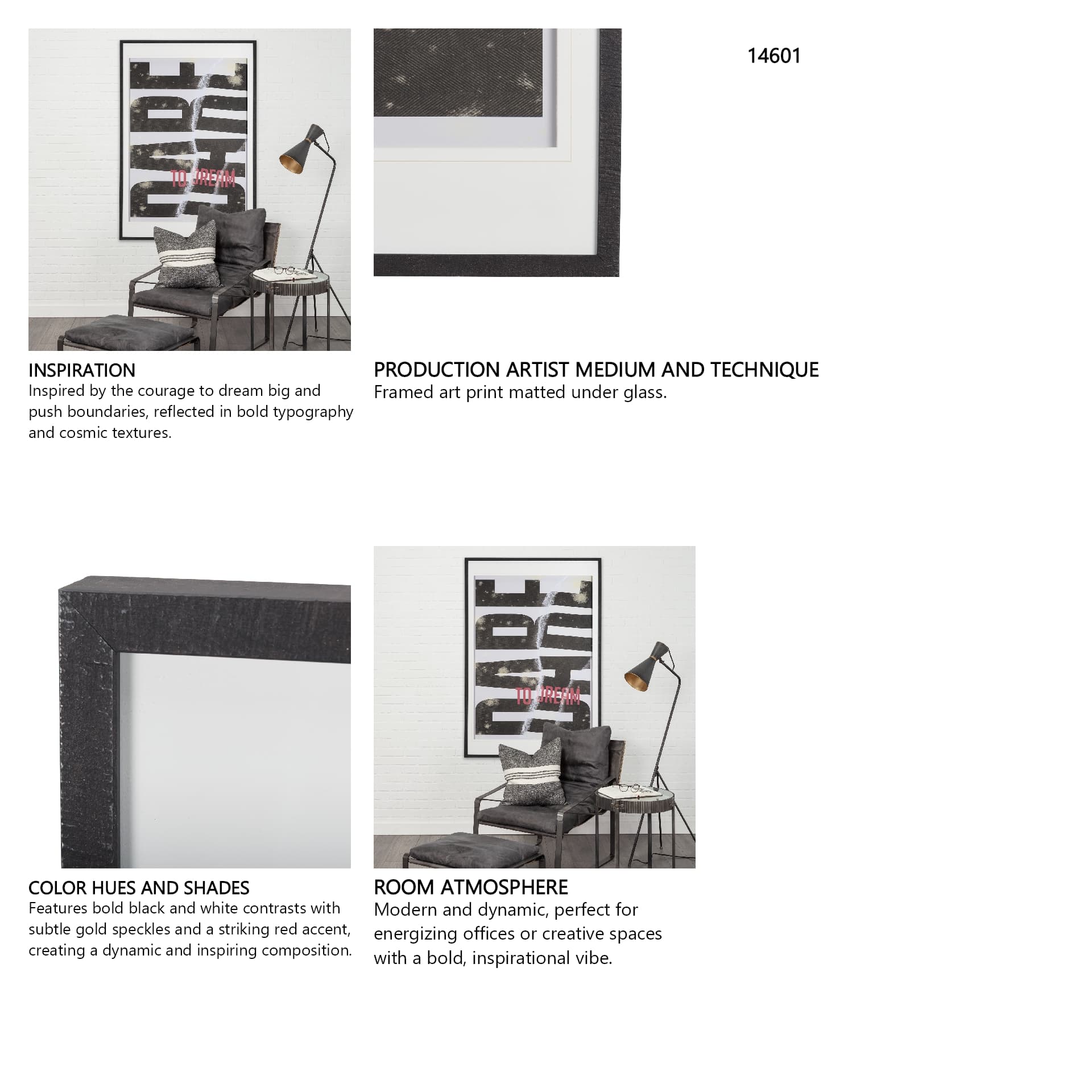 Dare To Dream by Mercana Studio a Framed Art Print Matted under Glass — in a styled room