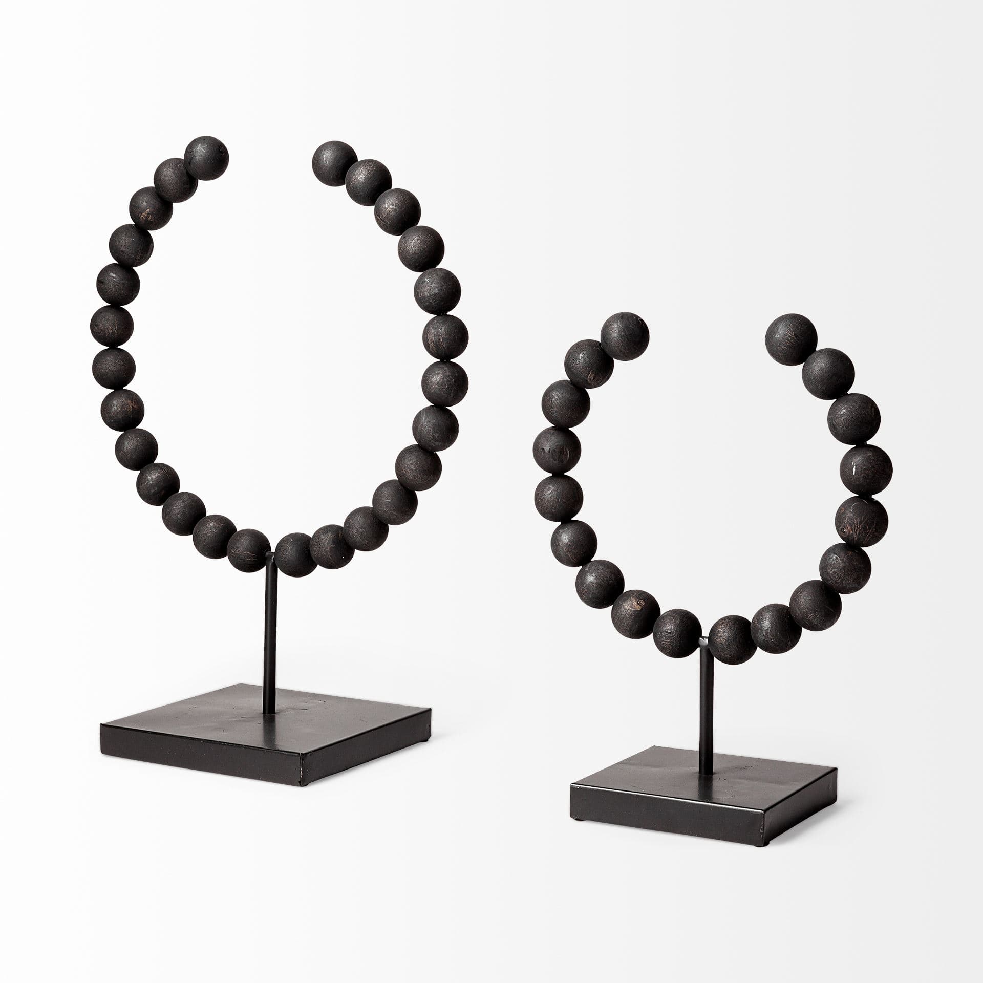 Tulane II (Large) 12L x 6W Black Beaded Broken Sphere Decorative Object — product photograph