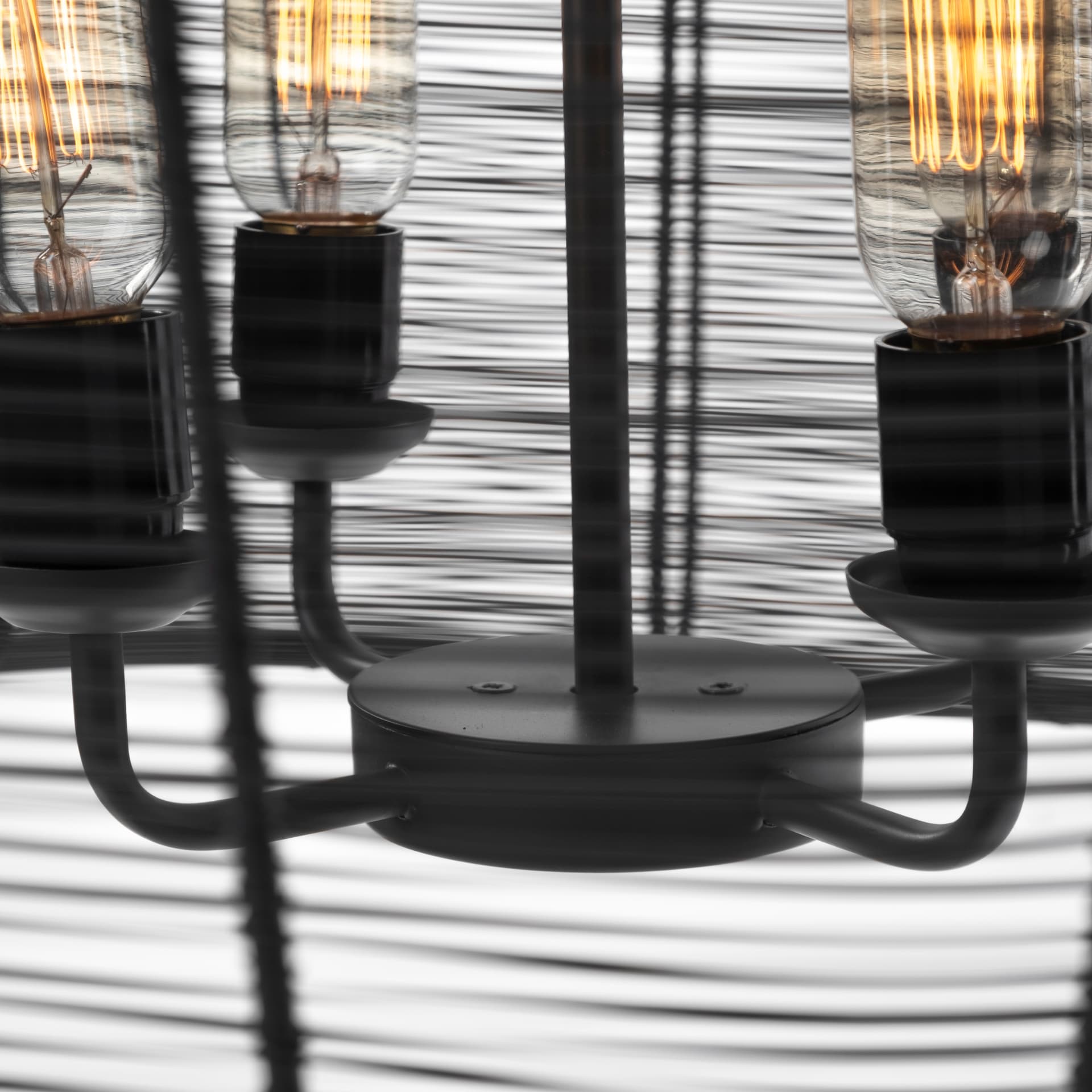 Camila (40"x31") Black Metal Mesh-Style Four Bulb Chandelier — product photograph
