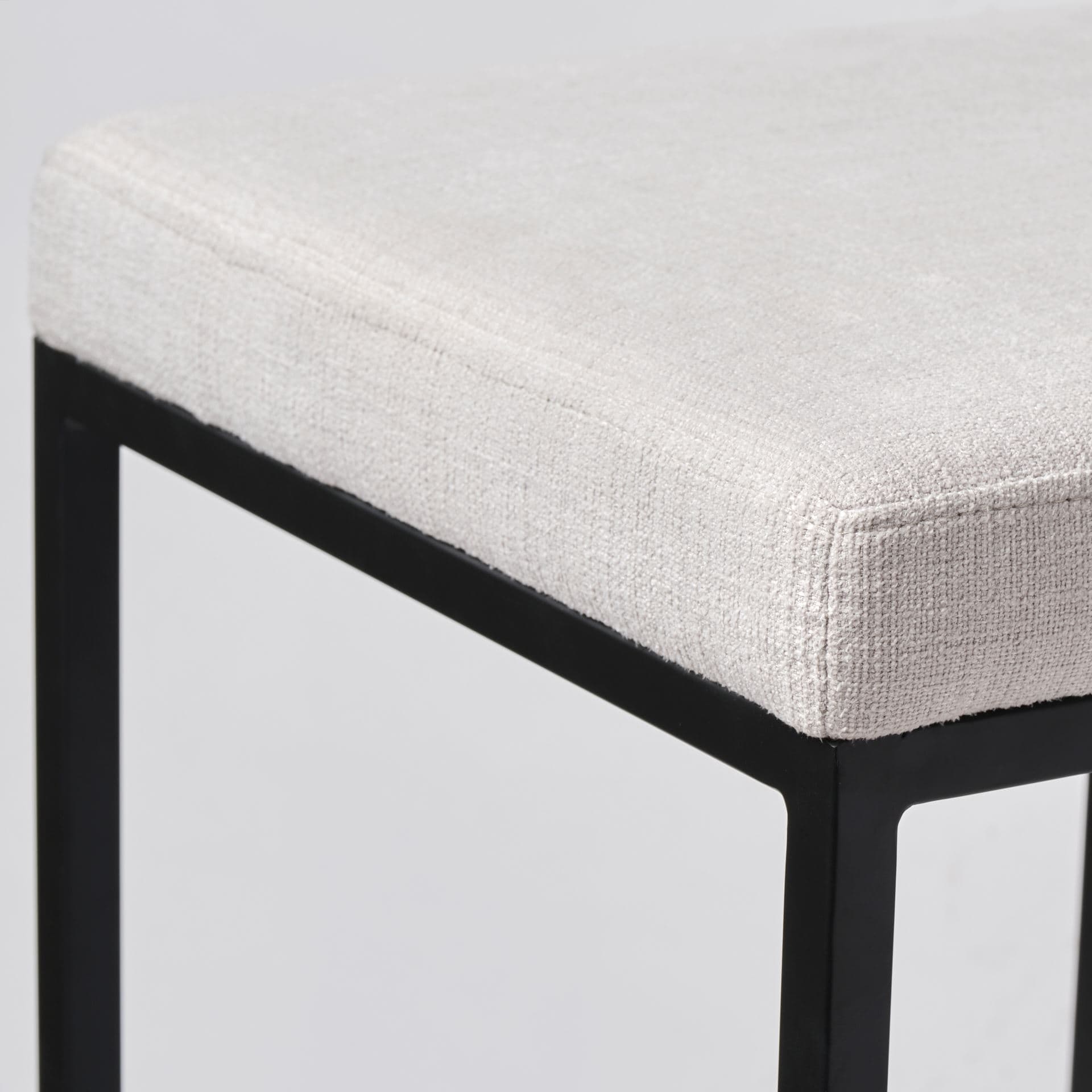 Frodo Backless 29.75in Seat Bar Stool | White Fabric w/ Black Metal — product photograph