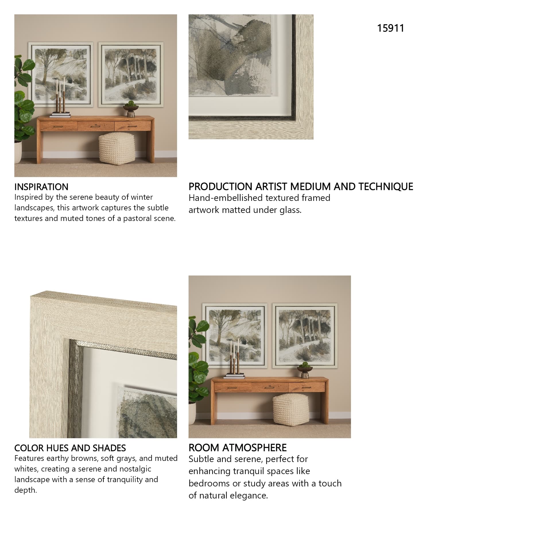 Deer Trail I by Mercana Studio Hand Embelished Textured Framed Artwork Matted under Glass — in a styled room
