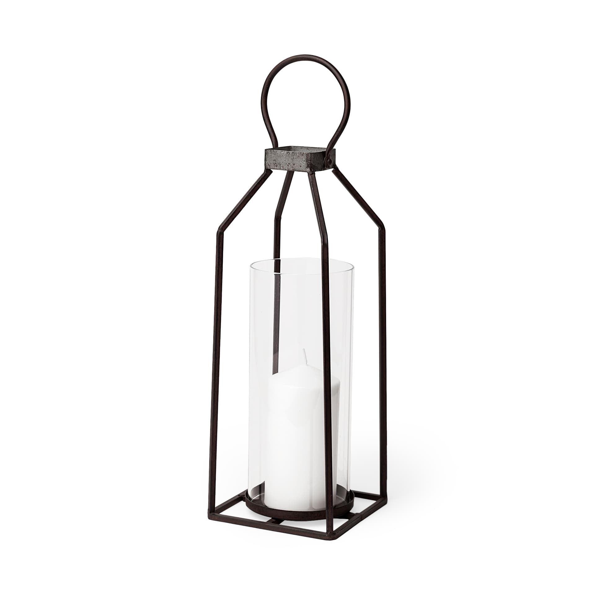 Kingston I Large Rustic Metal Framed Table Candle Holder — product photograph