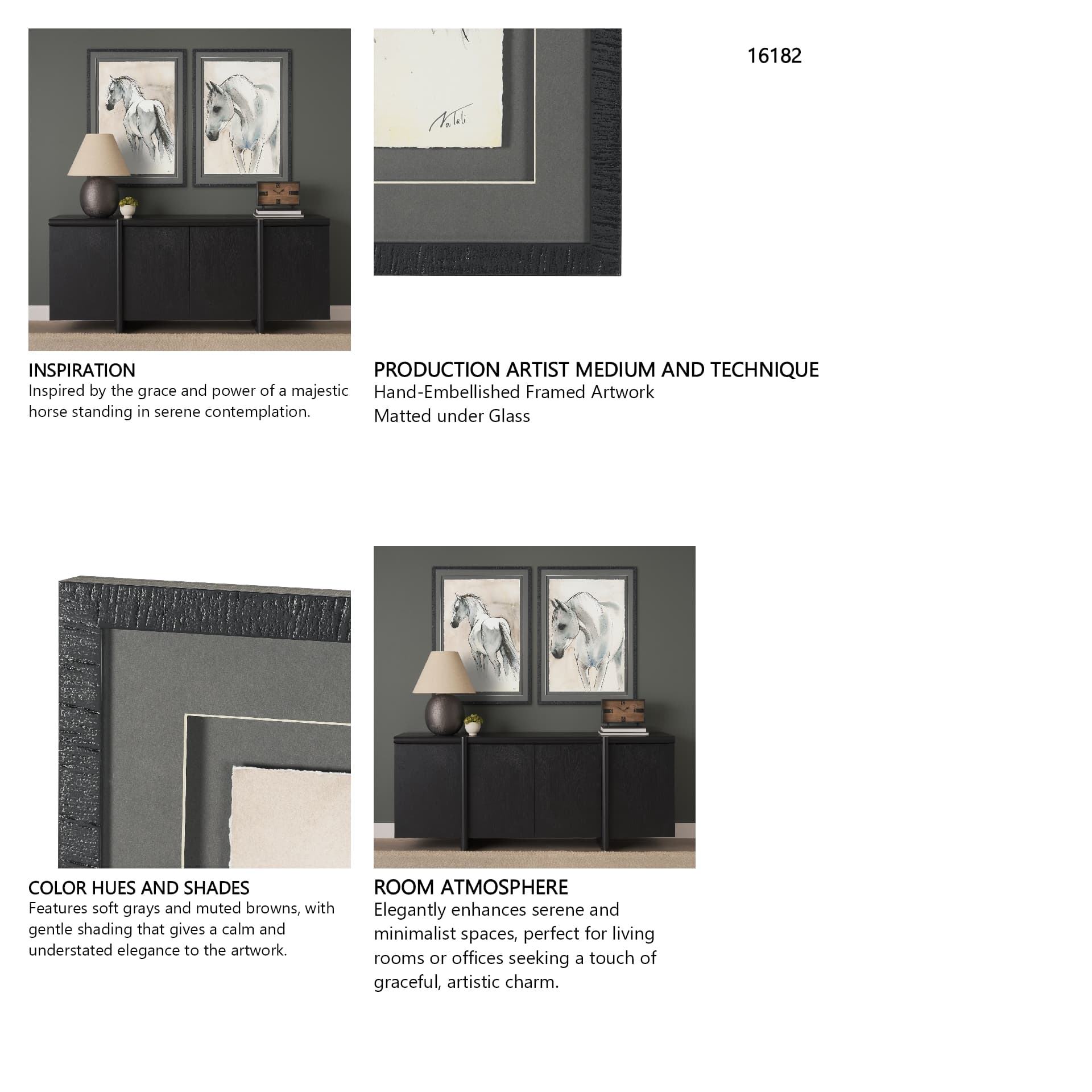 Elegant Beauties I by Mercana Studio Hand-Embellished Framed Artwork Matted under Glass — in a styled room