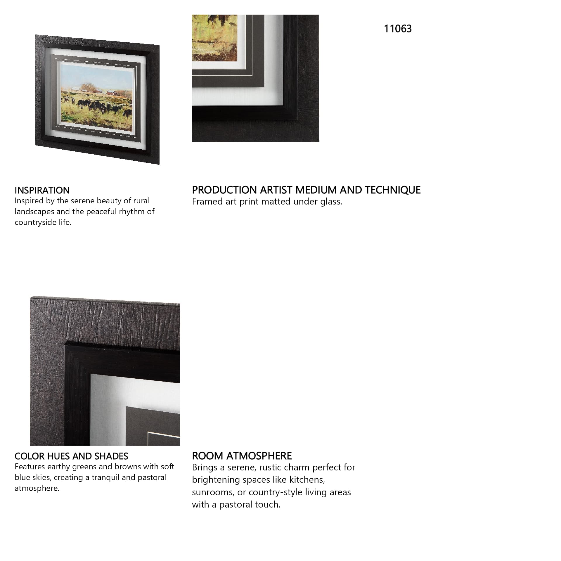 Out to Pasture II by Ethan Harper a Framed Art Print Matted under Glass — in a styled room