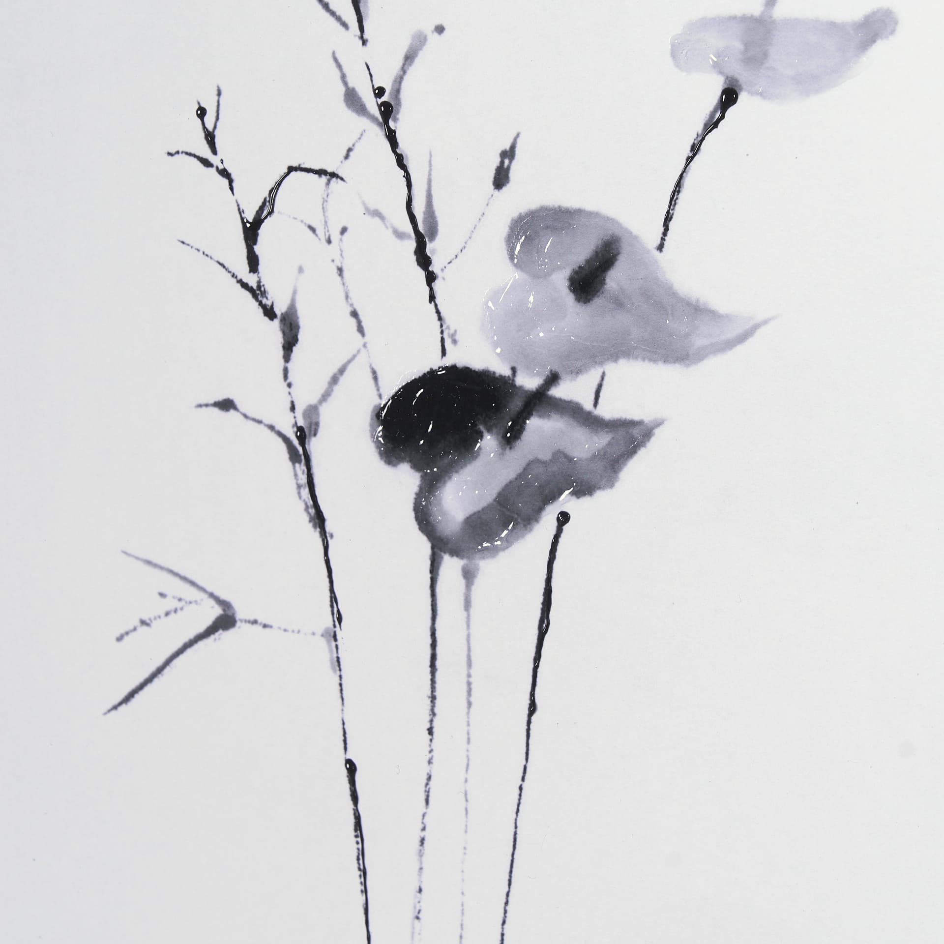 Anthurium II by Mercana Studio a Hand Embellished Textured Framed Art Print Matted under Glass — product photograph