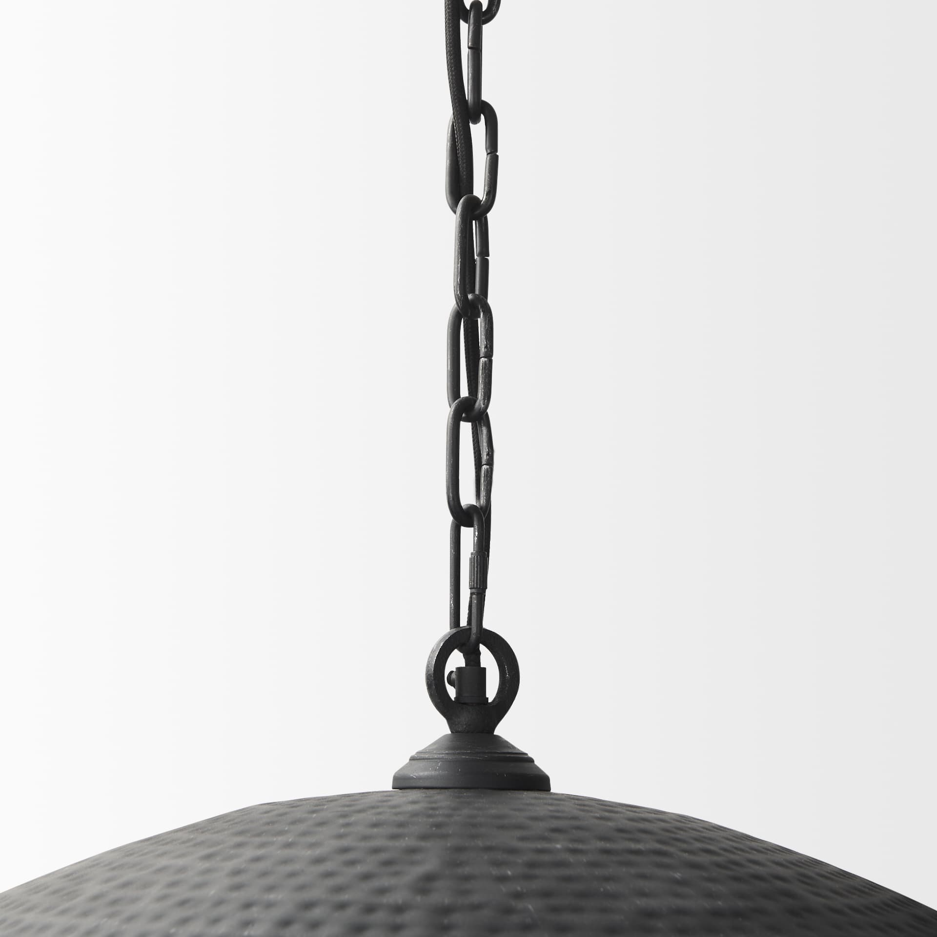 Karina 36" Round Matte Black Hammered Metal Dome Pendant Light — product photograph
