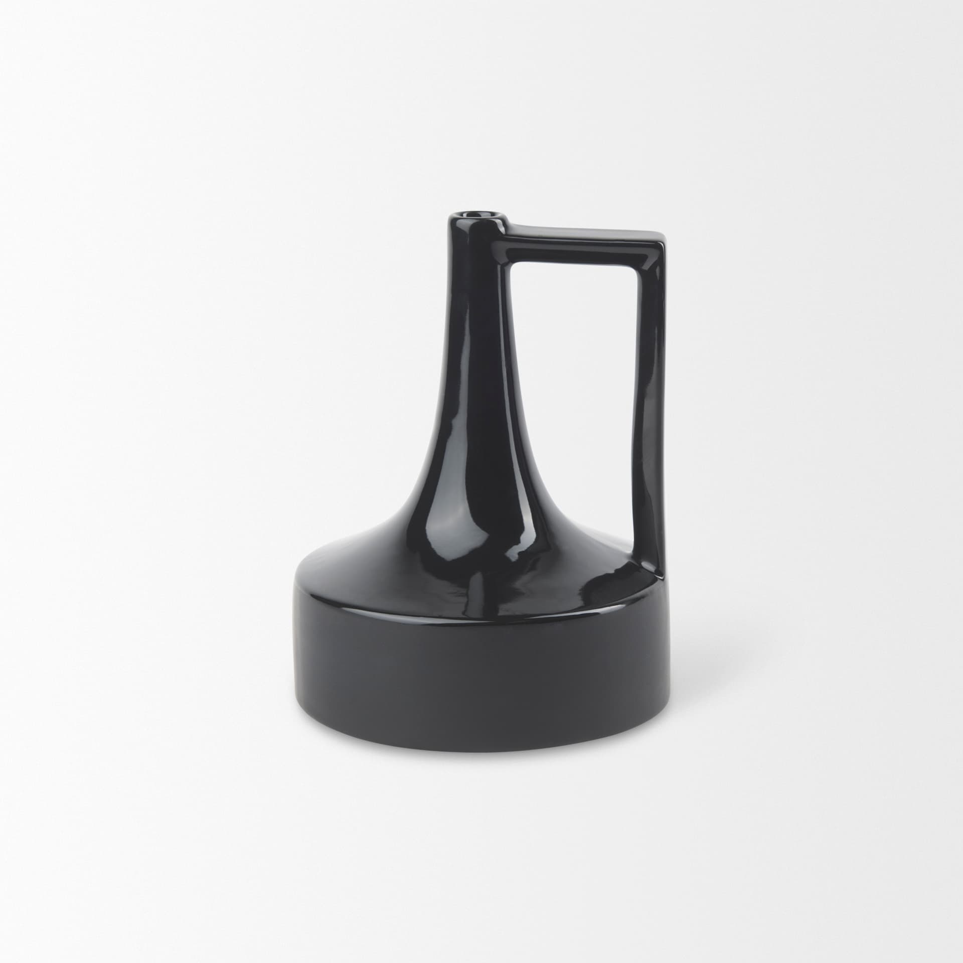 Burton 8.3H Small Glossy and Matte Black Ceramic Jug Vase — product photograph