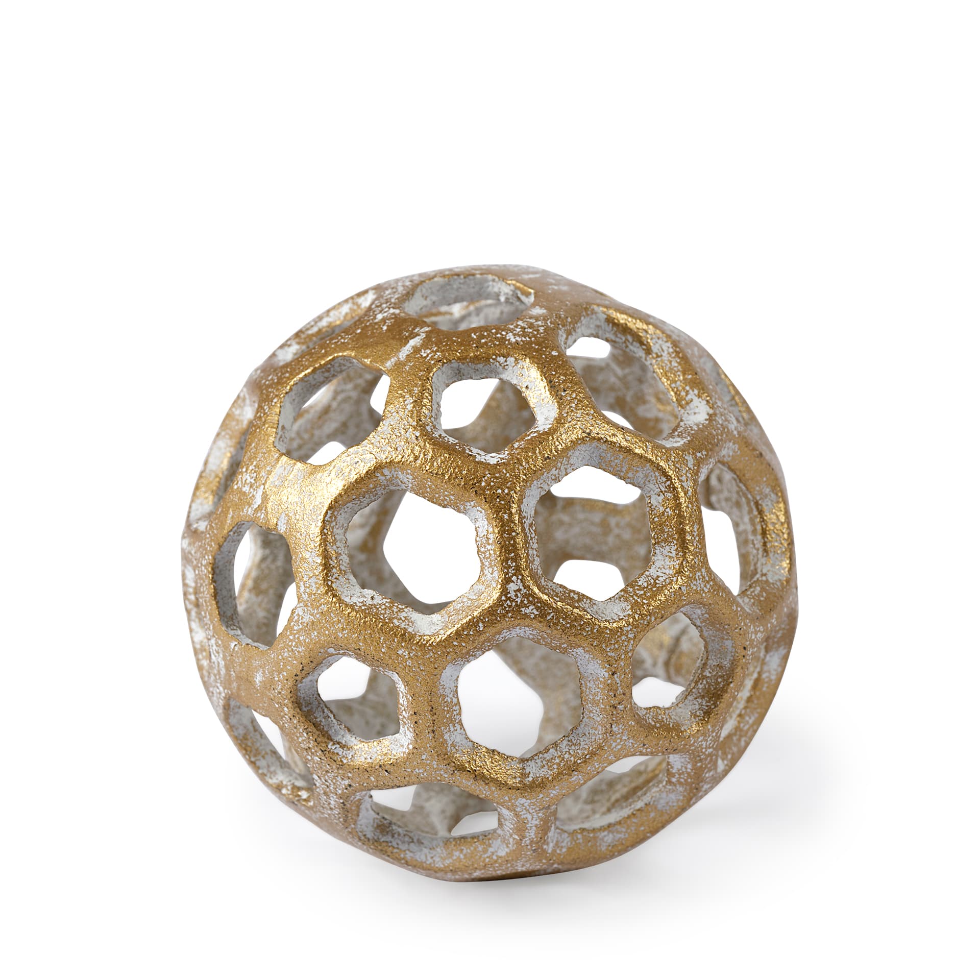 Moyer I (Small) 3L x 3W Gold Metal Hollow Decorative Orb — product photograph