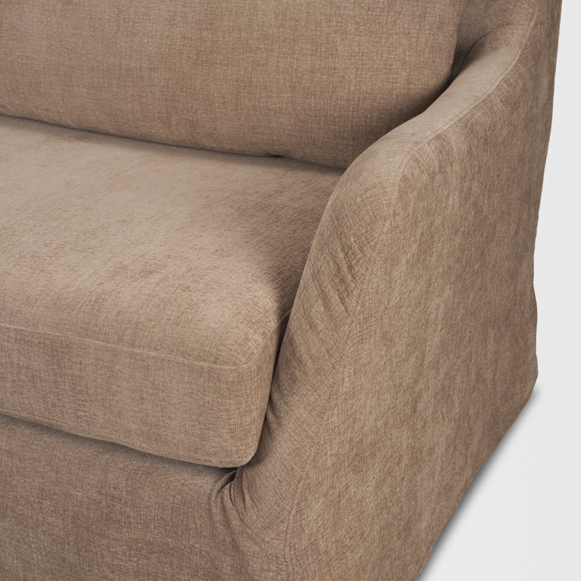 Ellington Slipcovered Slope Arm Sofa | 3 Seater | Stonewashed Latte Fabric — product photograph