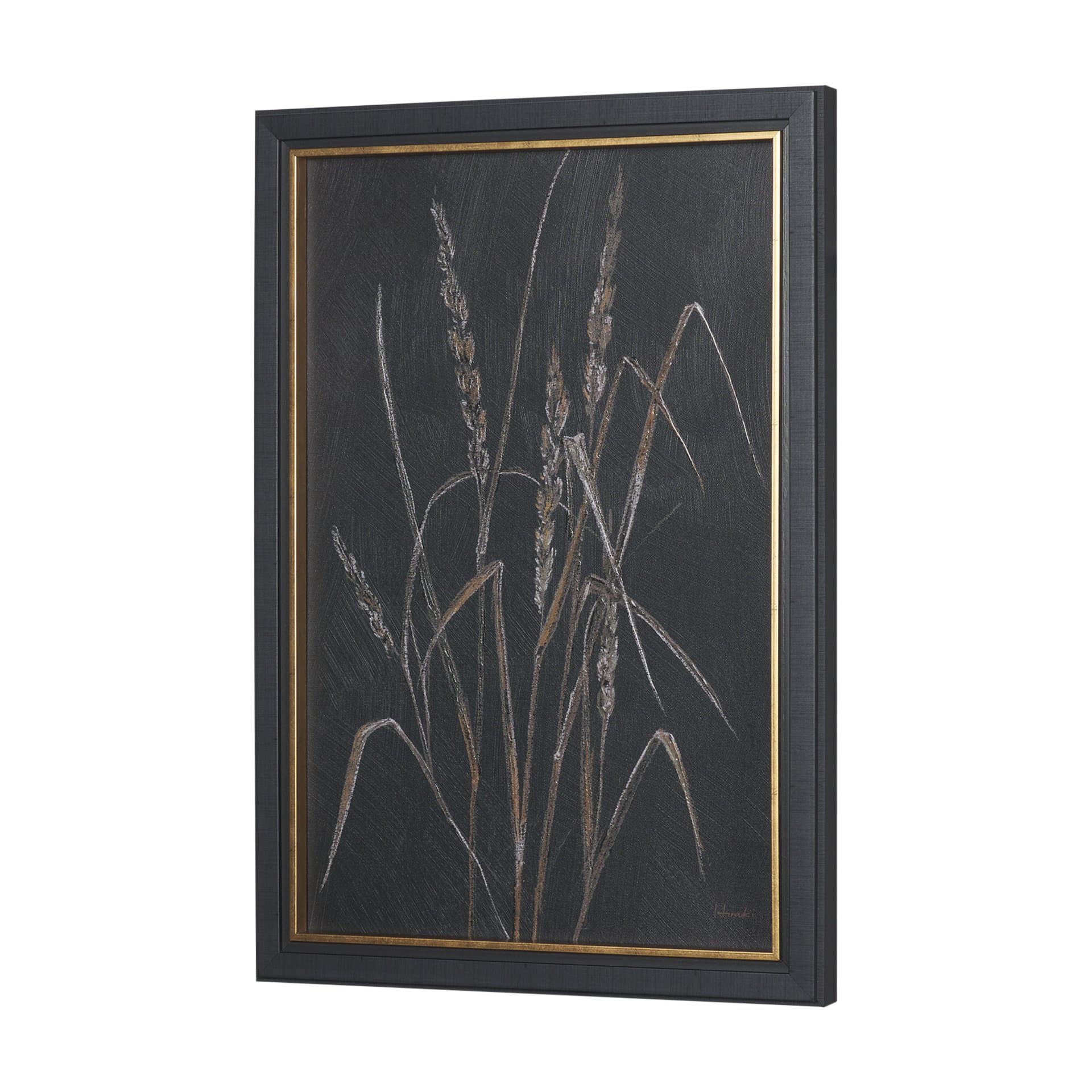 Golden Grasses IV by Mercana Studio Hand Embelished Textured Framed Artwork Matted — product photograph