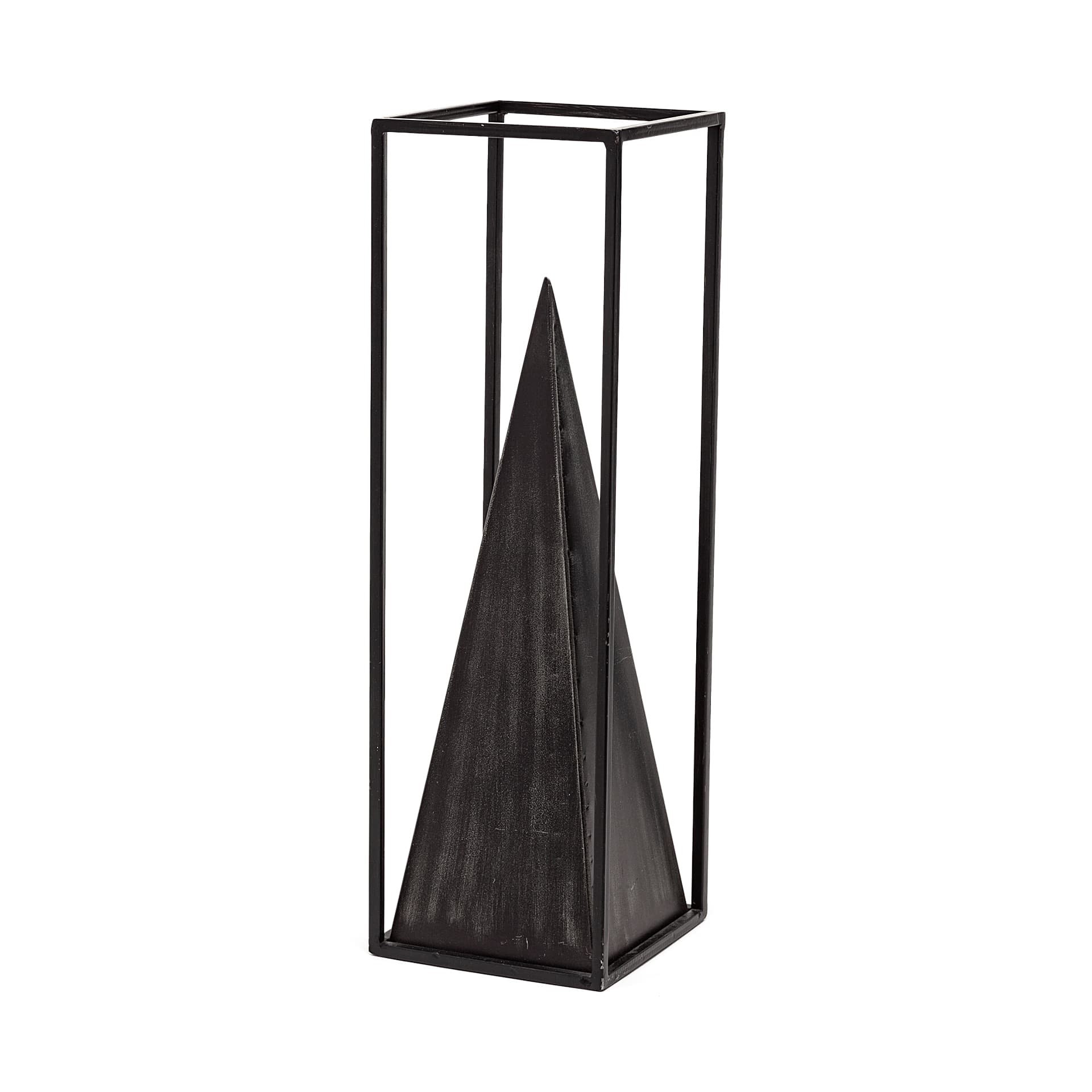 Memphis I (Large) 5L x 5W Black Metal Pyramid In A Square Frame — product photograph
