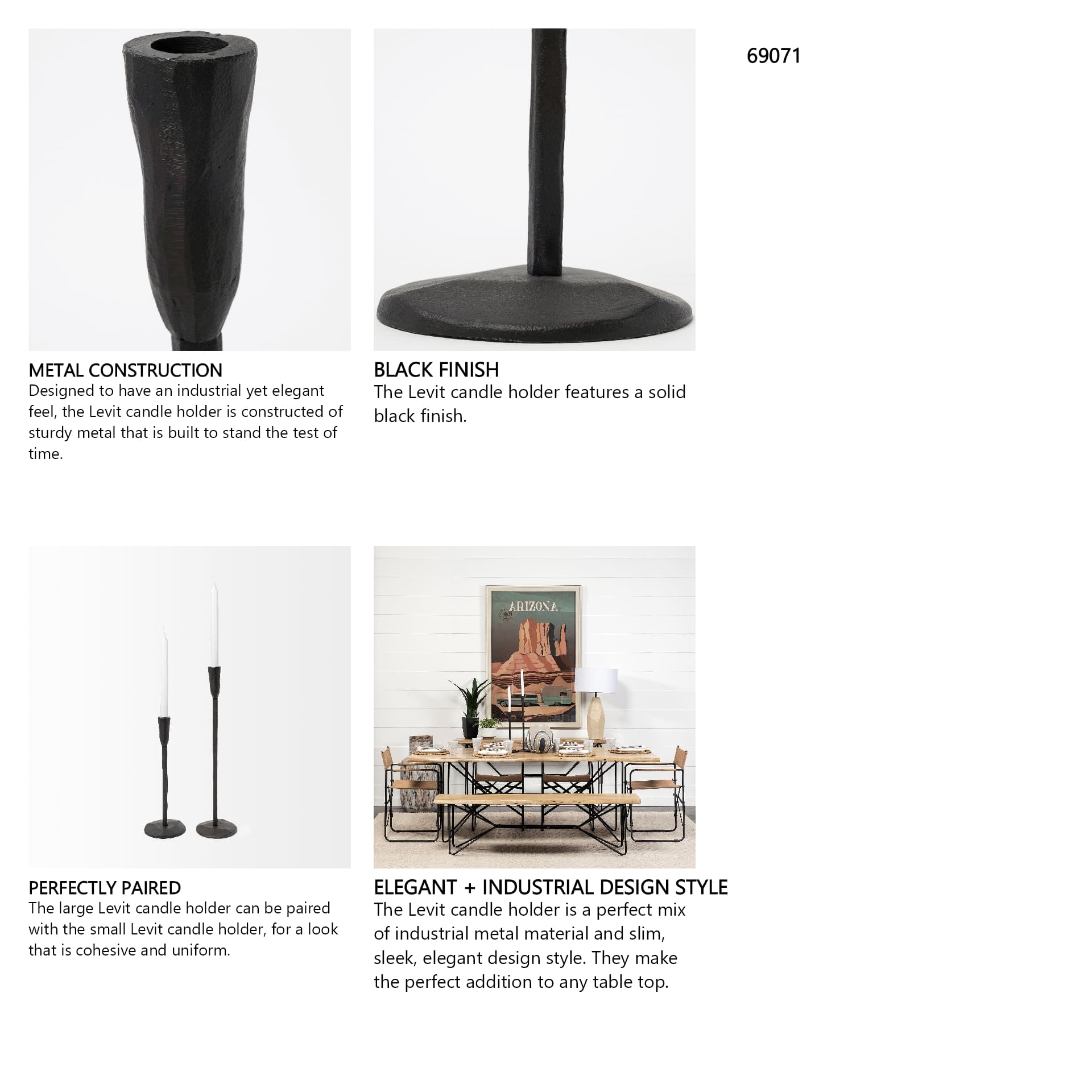 Levit (Large) Black Table Candle Holder — in a styled room