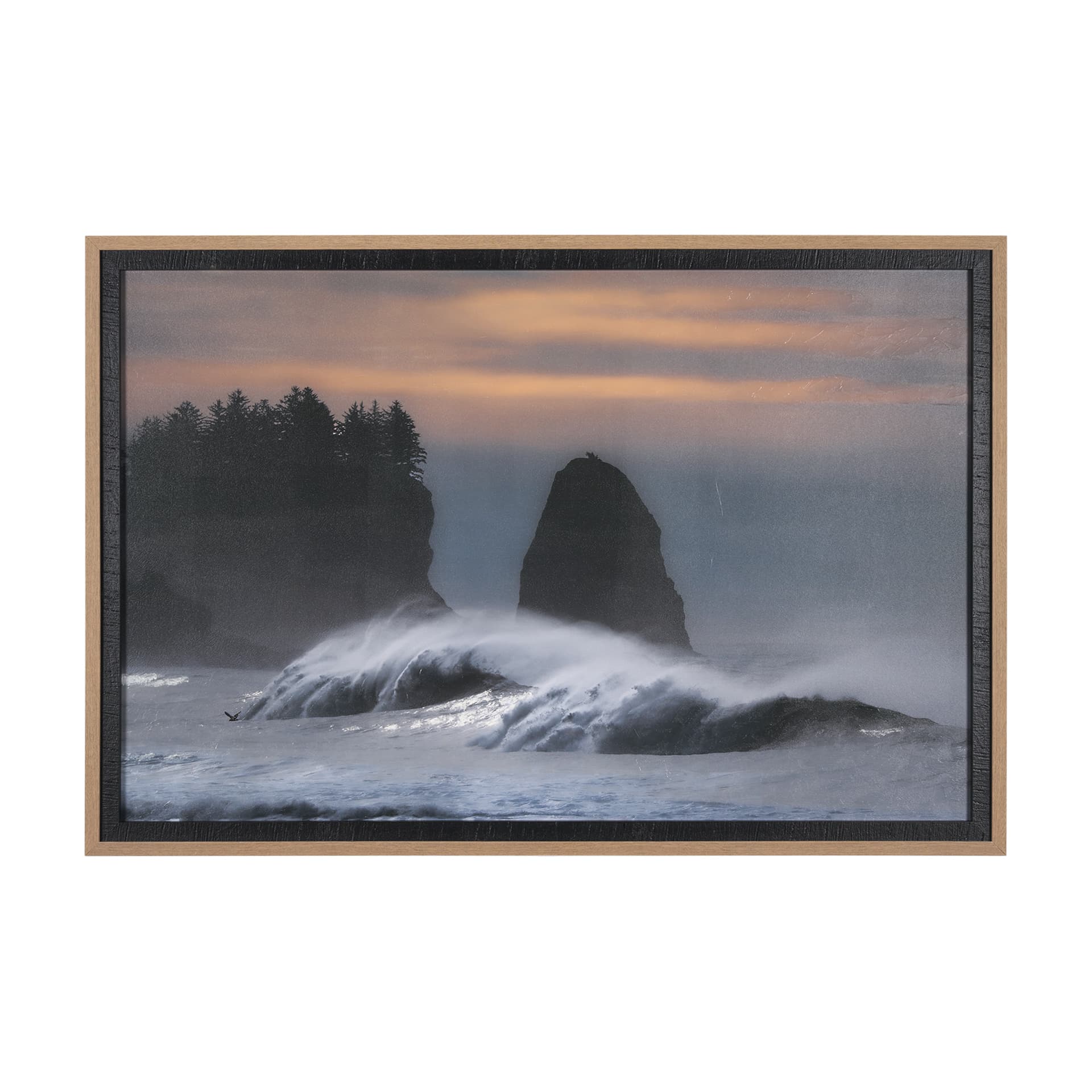 Crashing Wave by Chad Mackay a Hand Embellished Textured Framed Photo Art Print Matted under Glass — product photograph