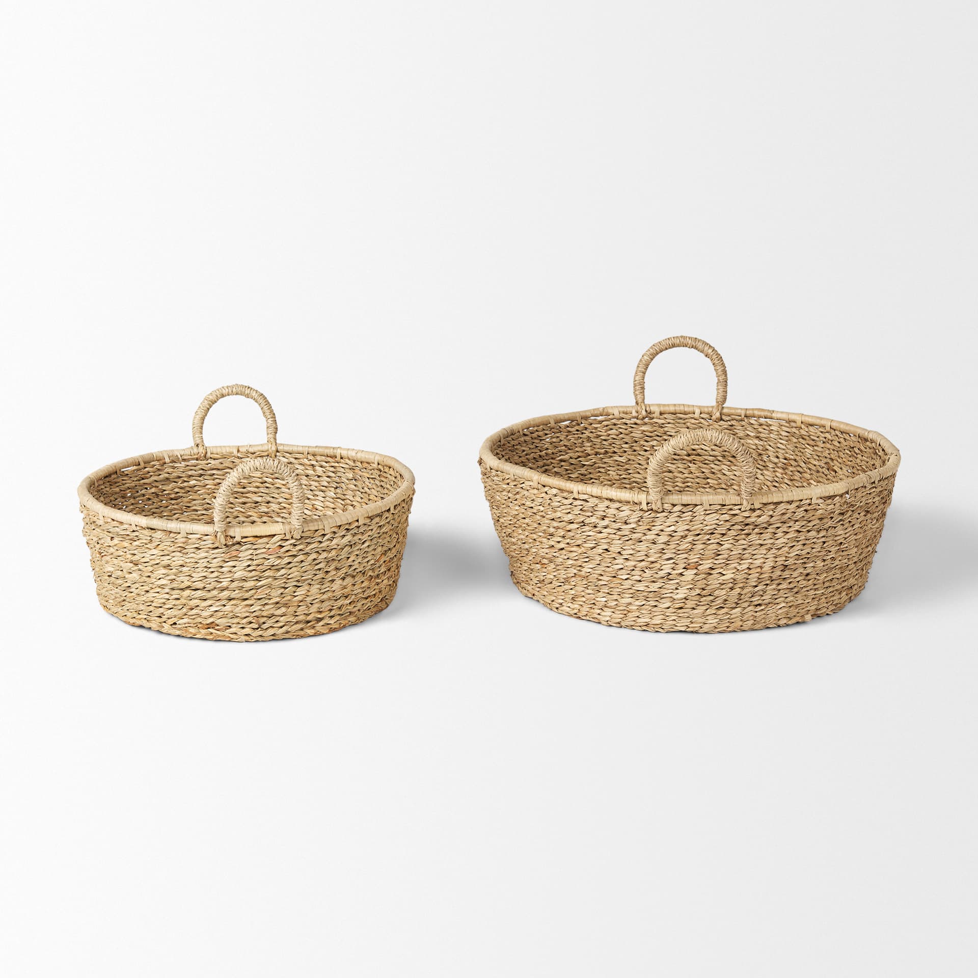 Ayanna Set of 2 Deep Nesting Seagrass Baskets w/ Handles — product photograph