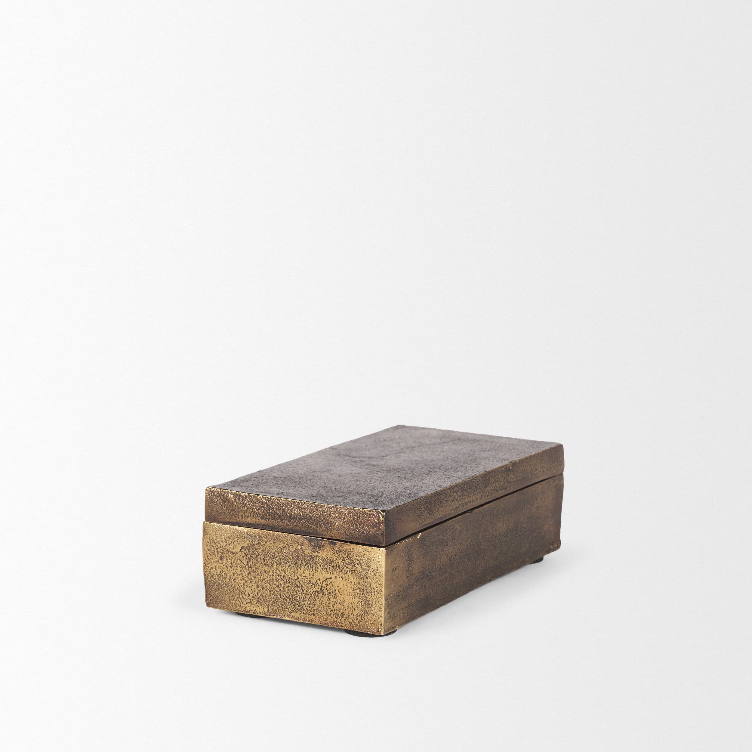 Porschia Small Antiqued Gold Metal Decorative Box — product photograph