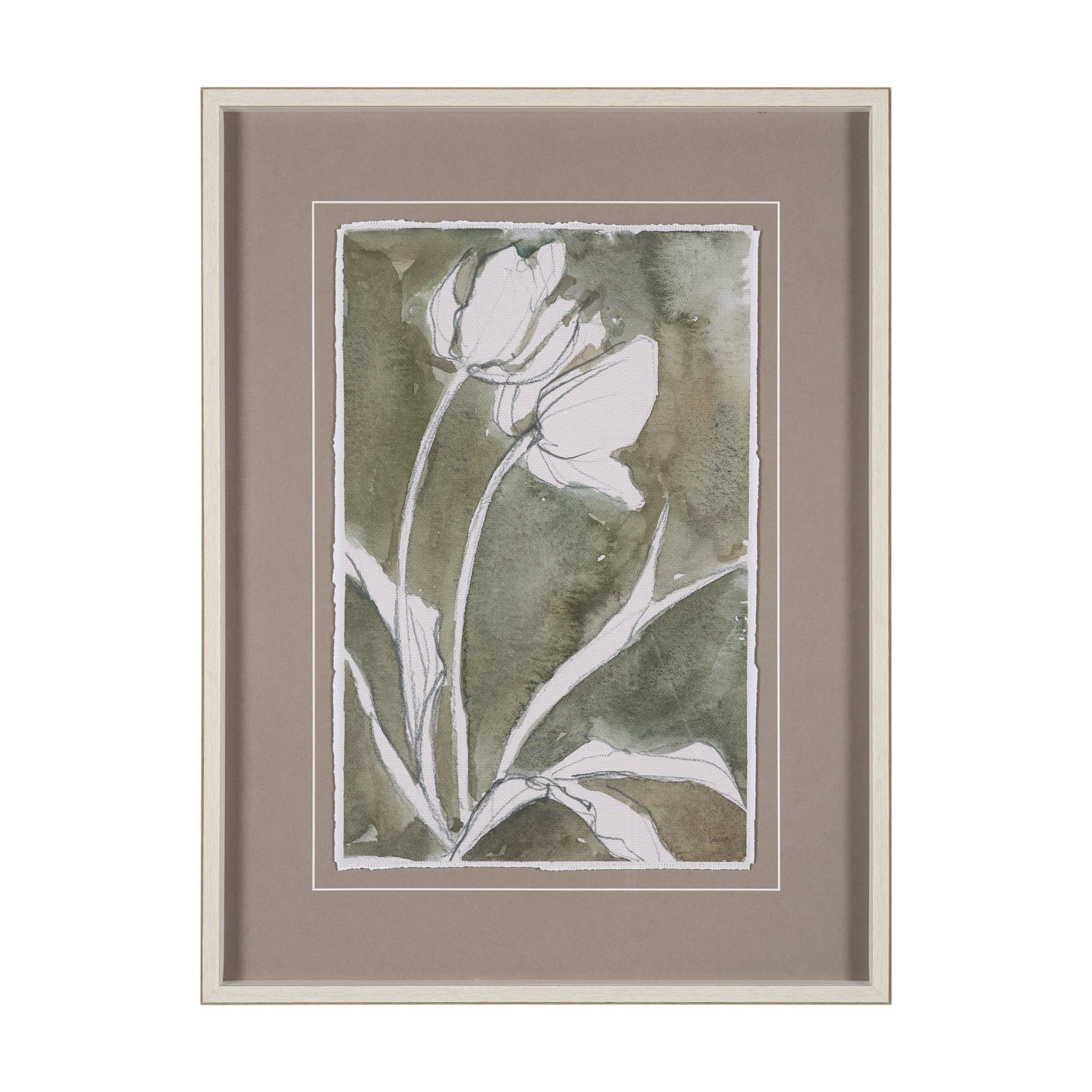 Tulip Bloom III by Mercana Studio Hand-Embellished Framed Artwork Matted under Glass — product photograph