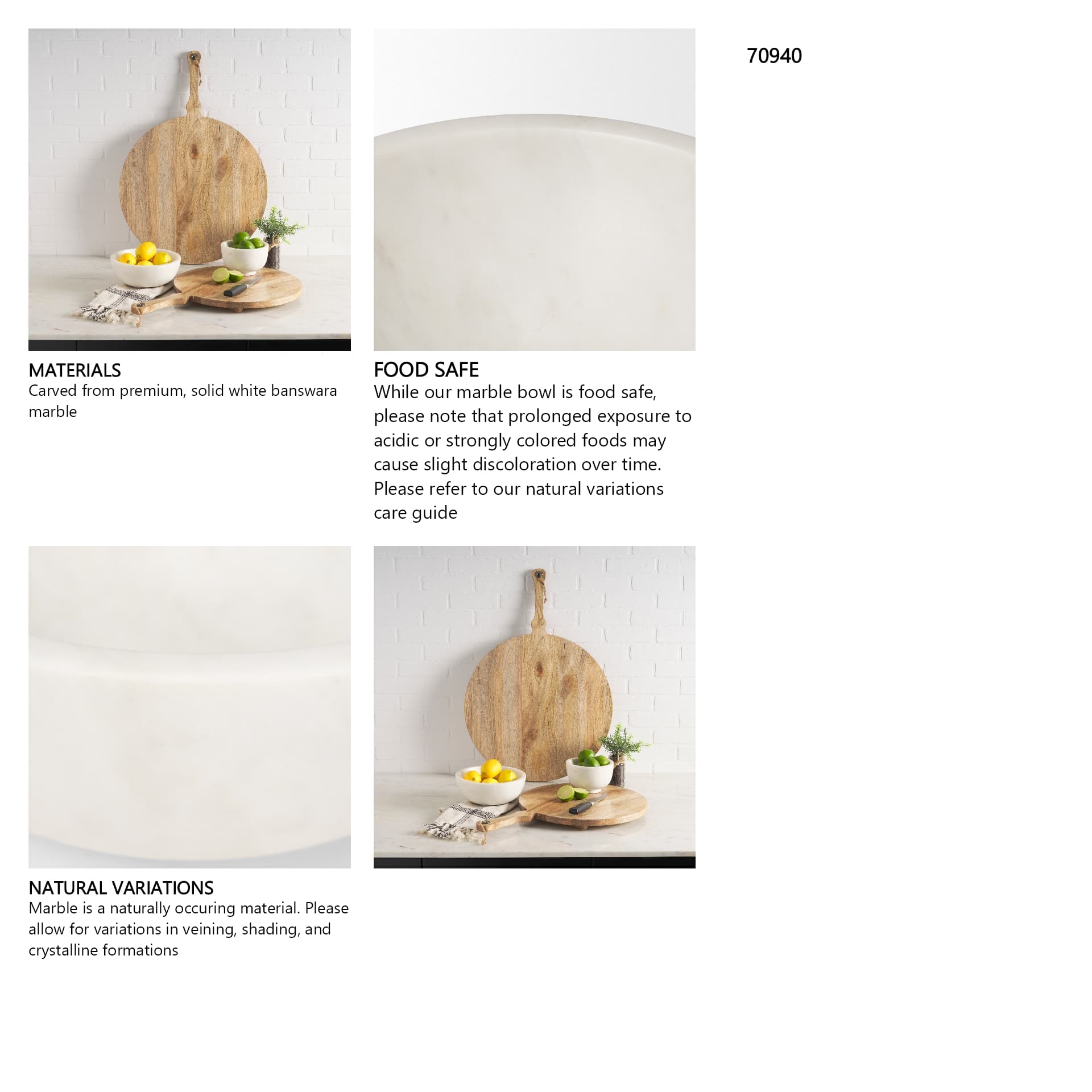 Katora Large Premium Solid White Marble Bowl — in a styled room