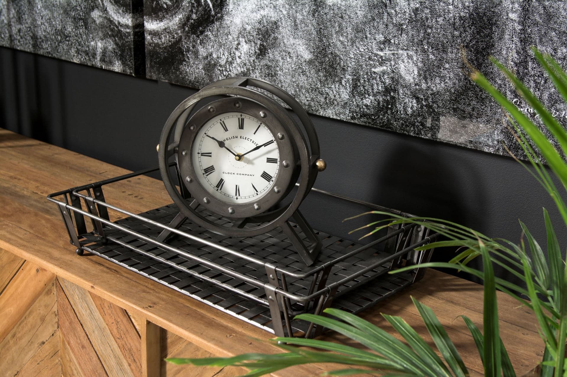 Gaston Gray Metal Circular Table Clock — product photograph
