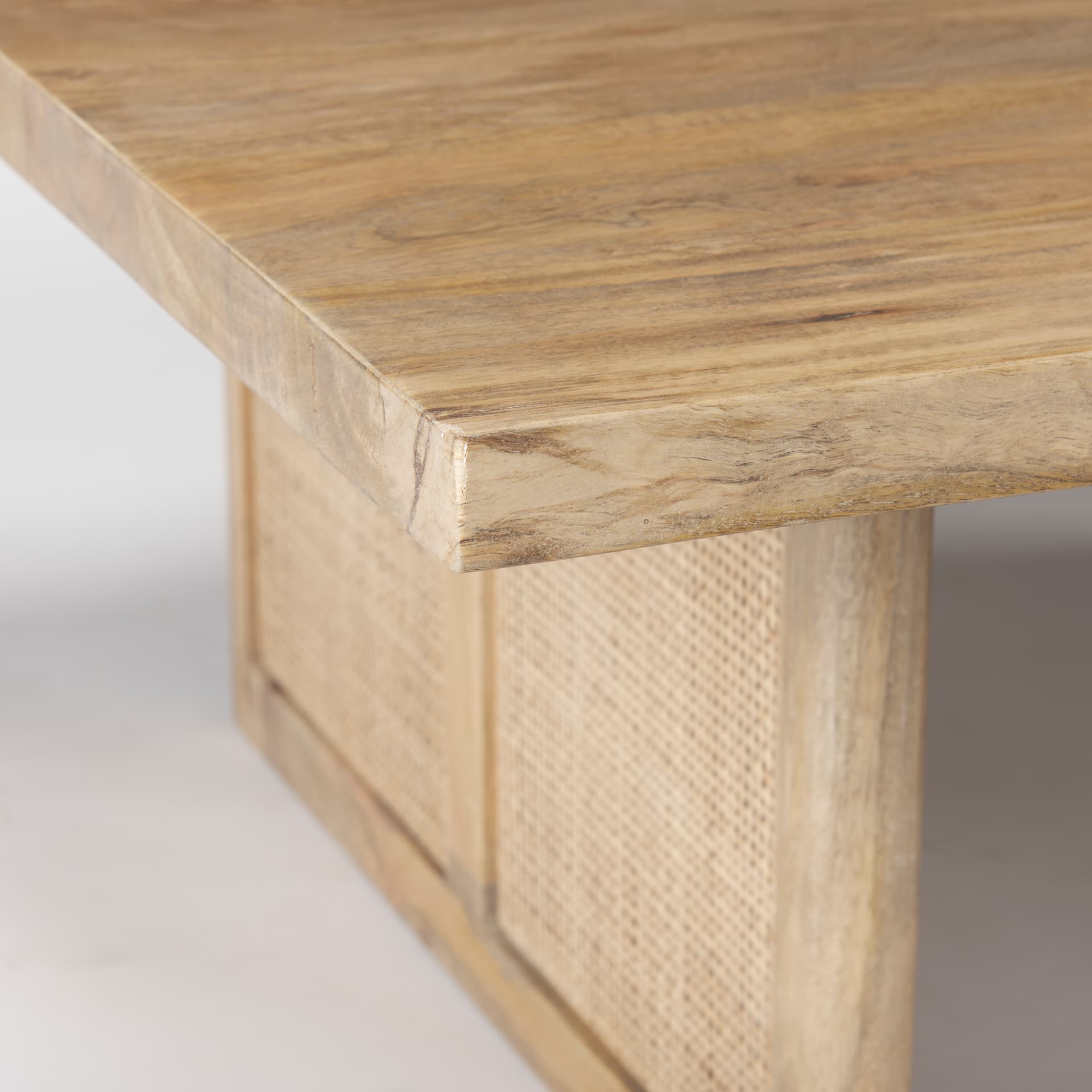 Grier 42" Square Light Brown Wood w/ Cane Coffee Table — product photograph