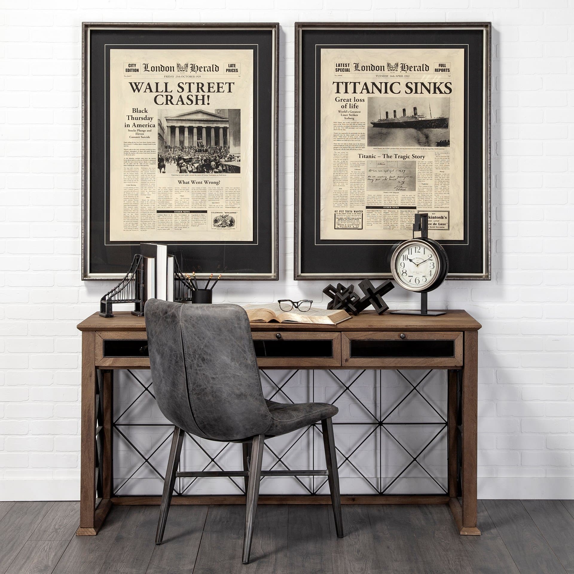 Suspension Set of 2 19L x 4W Brown Wrought Iron Suspension Bridge Bookends — product photograph