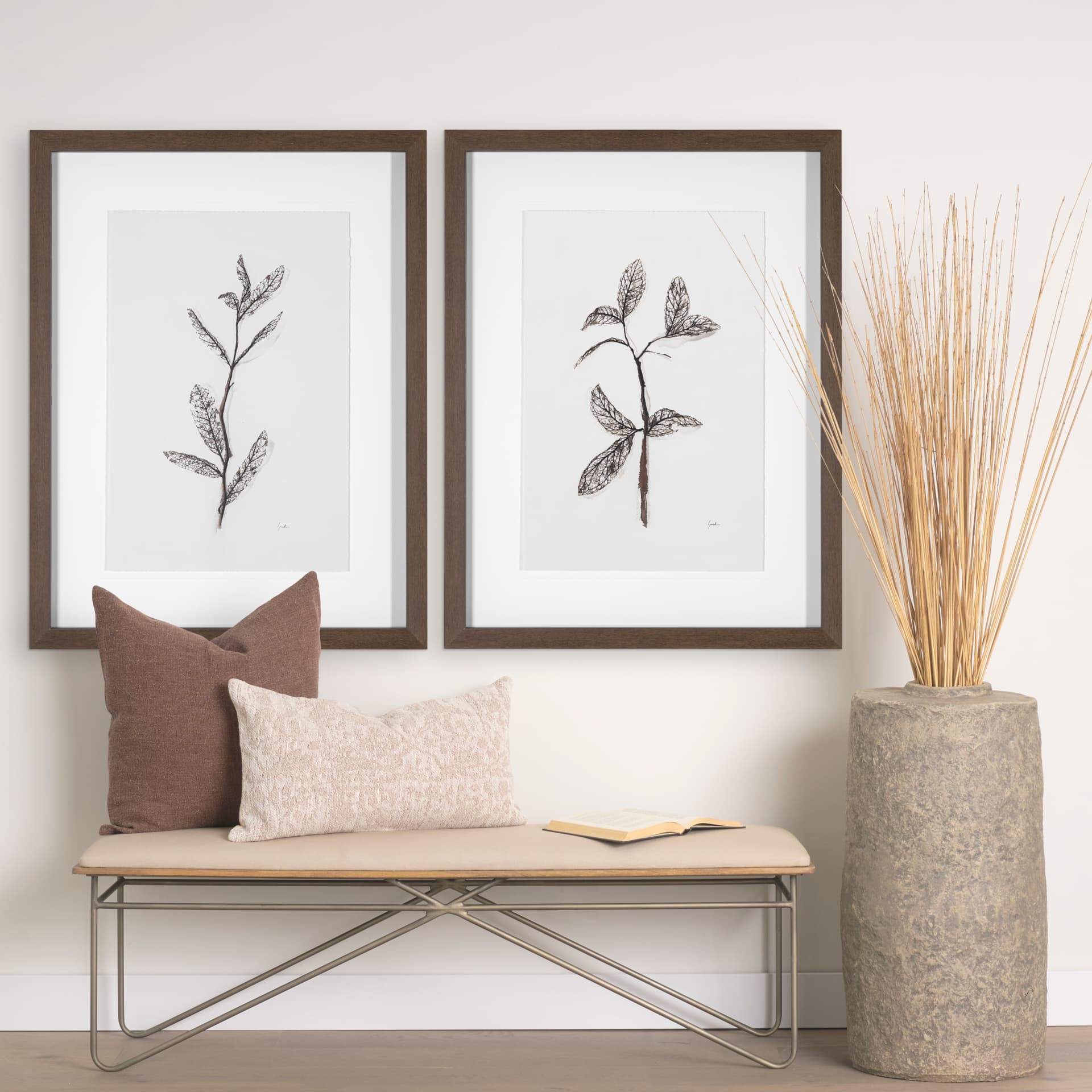 Olive Branch I by Gabrielle a Framed Art Print Matted under Glass — in a styled room