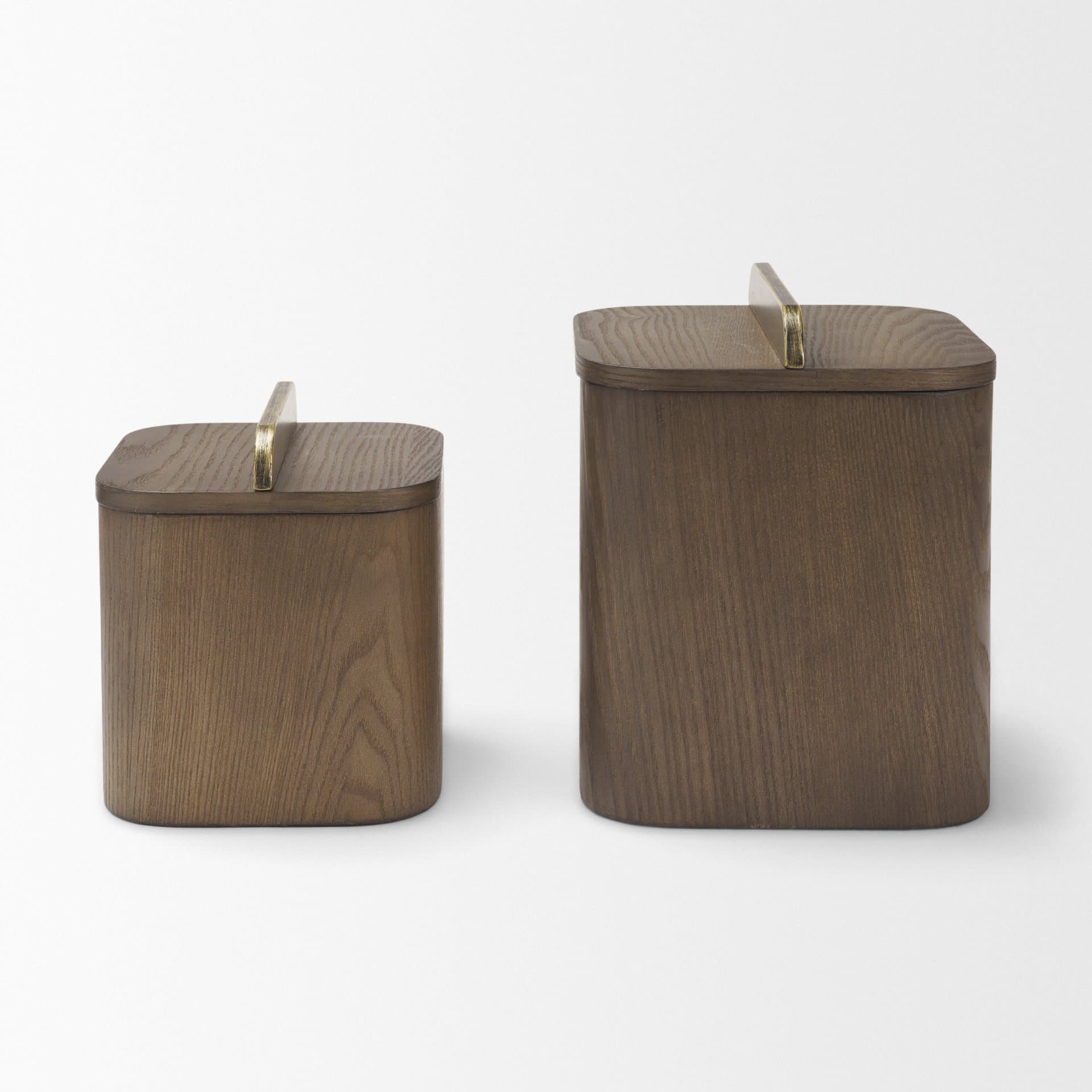 Benton Brown Wood w/ Brass Handle Decorative Box Set — product photograph