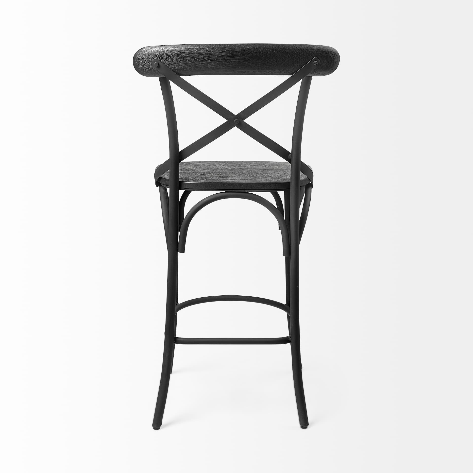 Etienne Low Back 26.25in Seat Counter Stool | Black Wood w/ Metal — product photograph