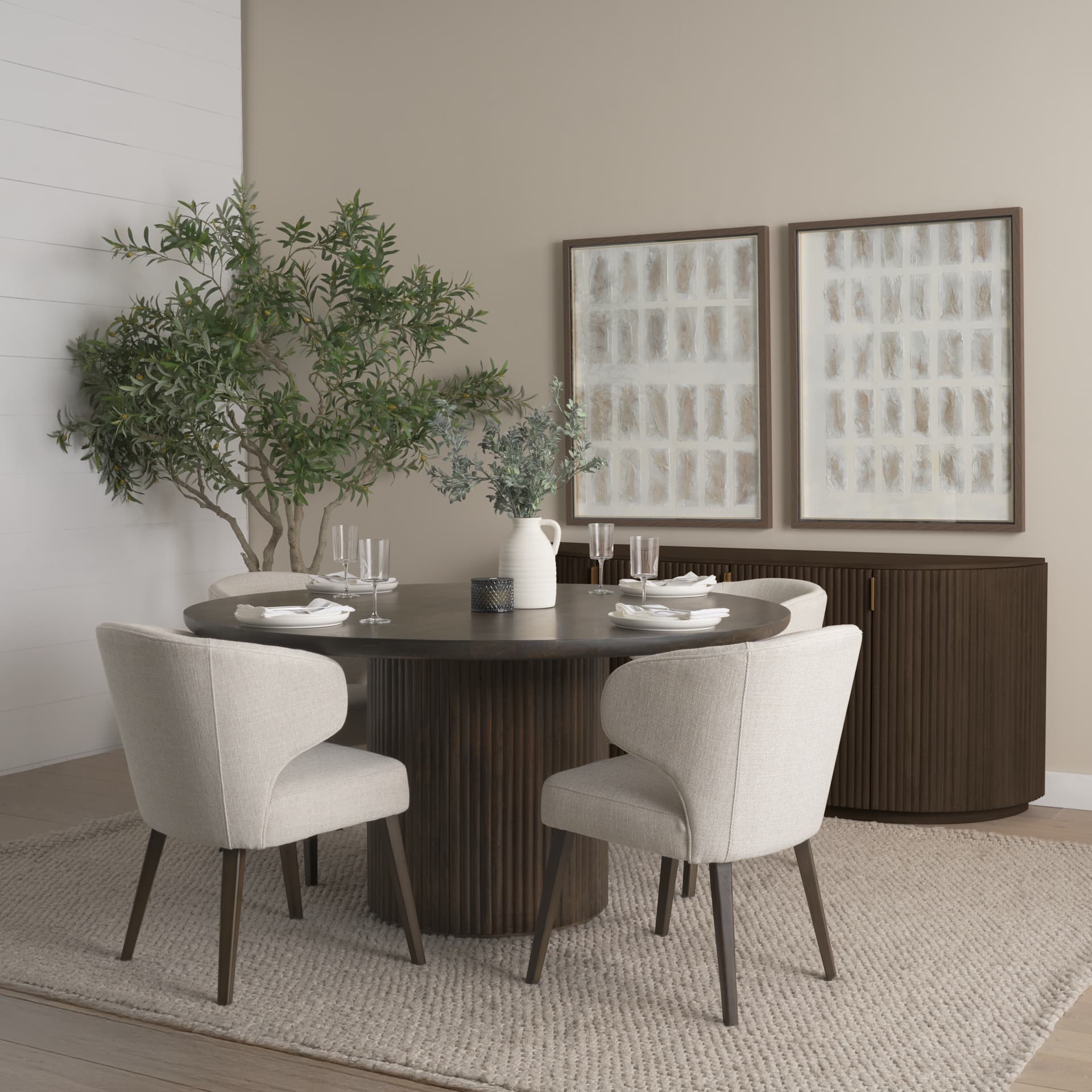 Terra 72L x 18W x 32H Dark Brown Wood Fluted Sideboard — product photograph