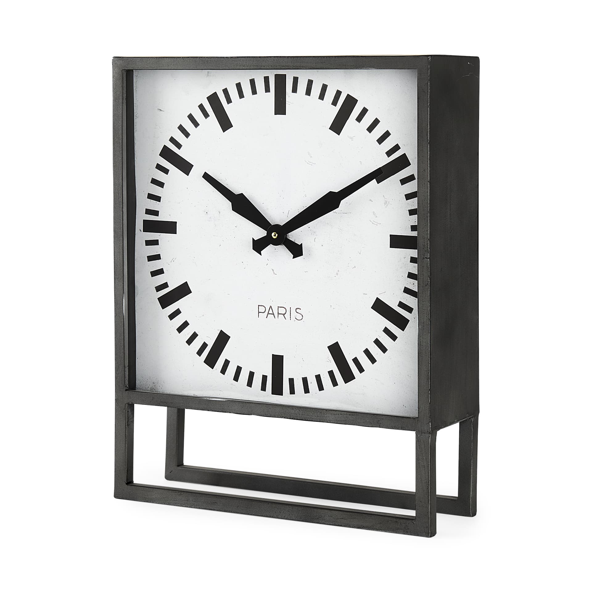 Felix Gray Metal Square Table Clock — product photograph