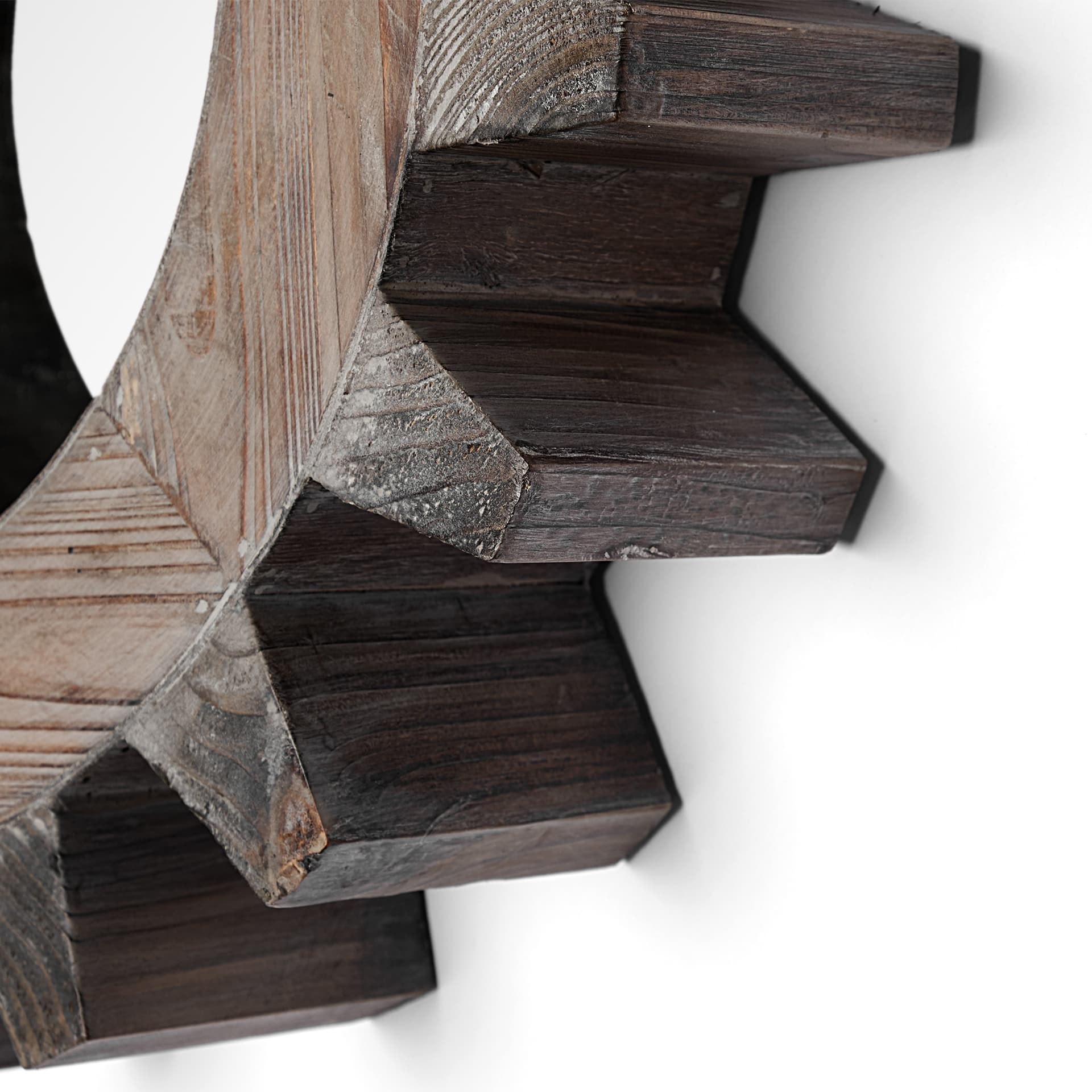 Cog Mirror 17" Round Brown Wood Frame Mirror — product photograph