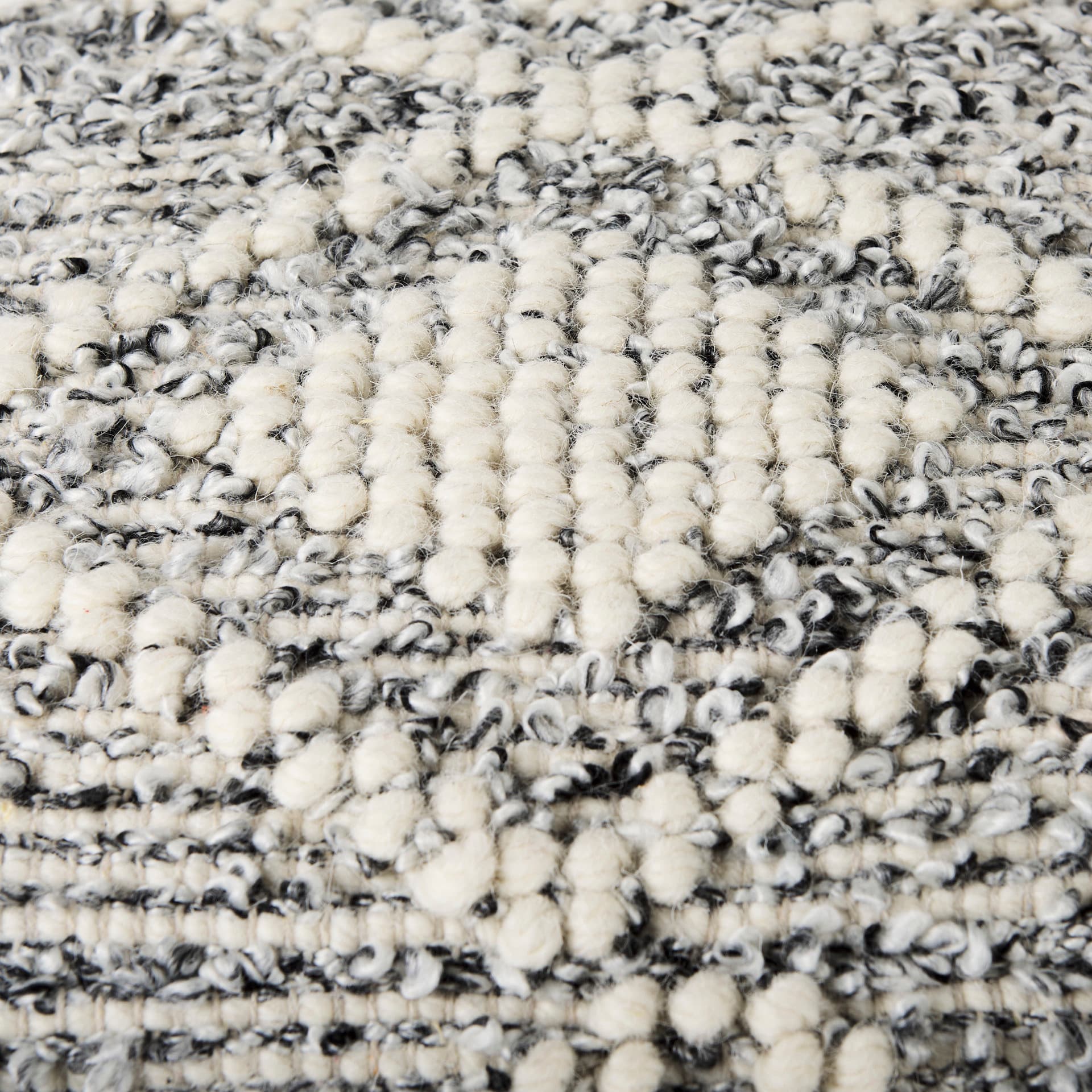 Ekiya 16.0L x 16.0W x 16.0H Black/White Yarn and Wool Patterened Pouf — product photograph