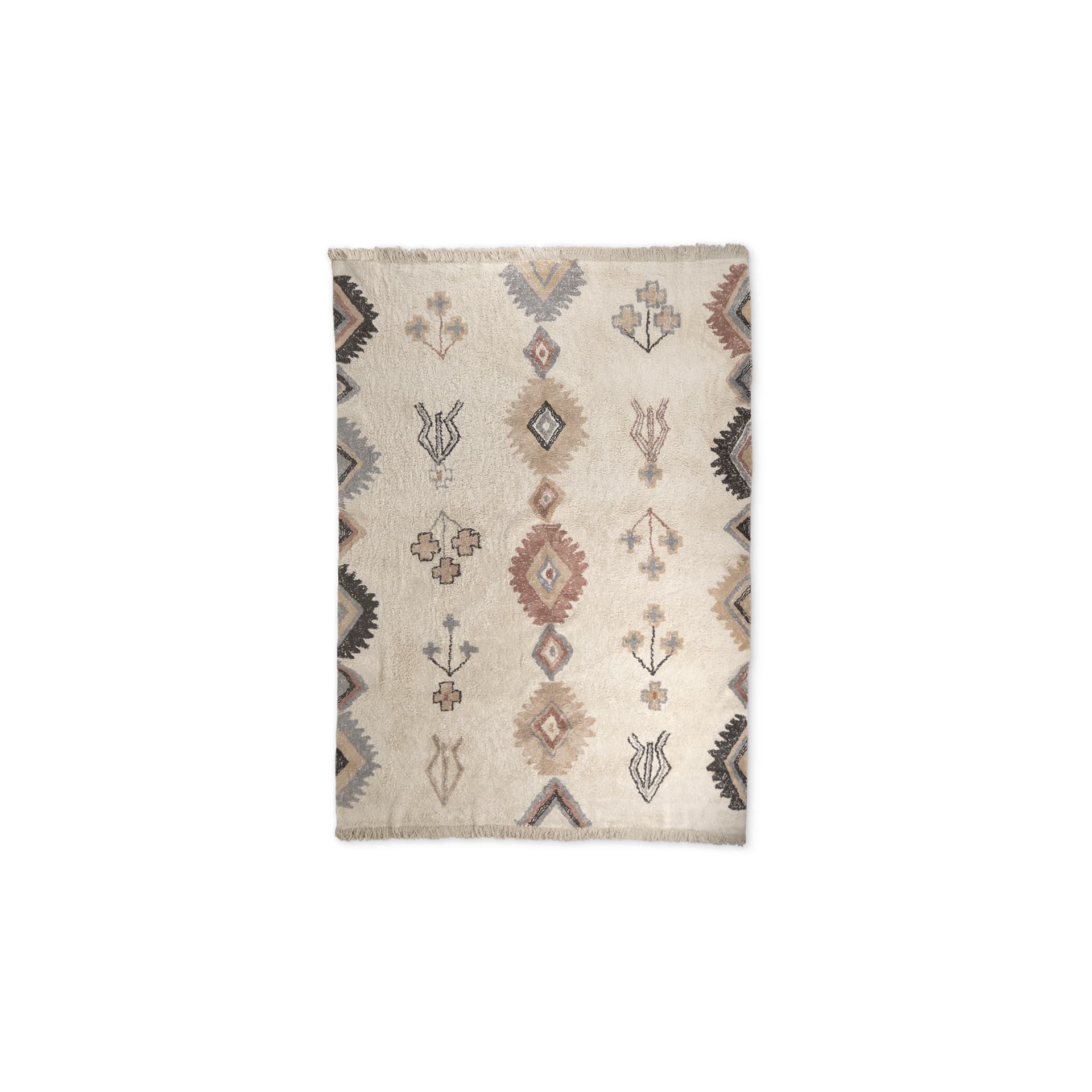 Carla 5x8 Earthy Neutrals Patterned Cotton Area Rug — product photograph