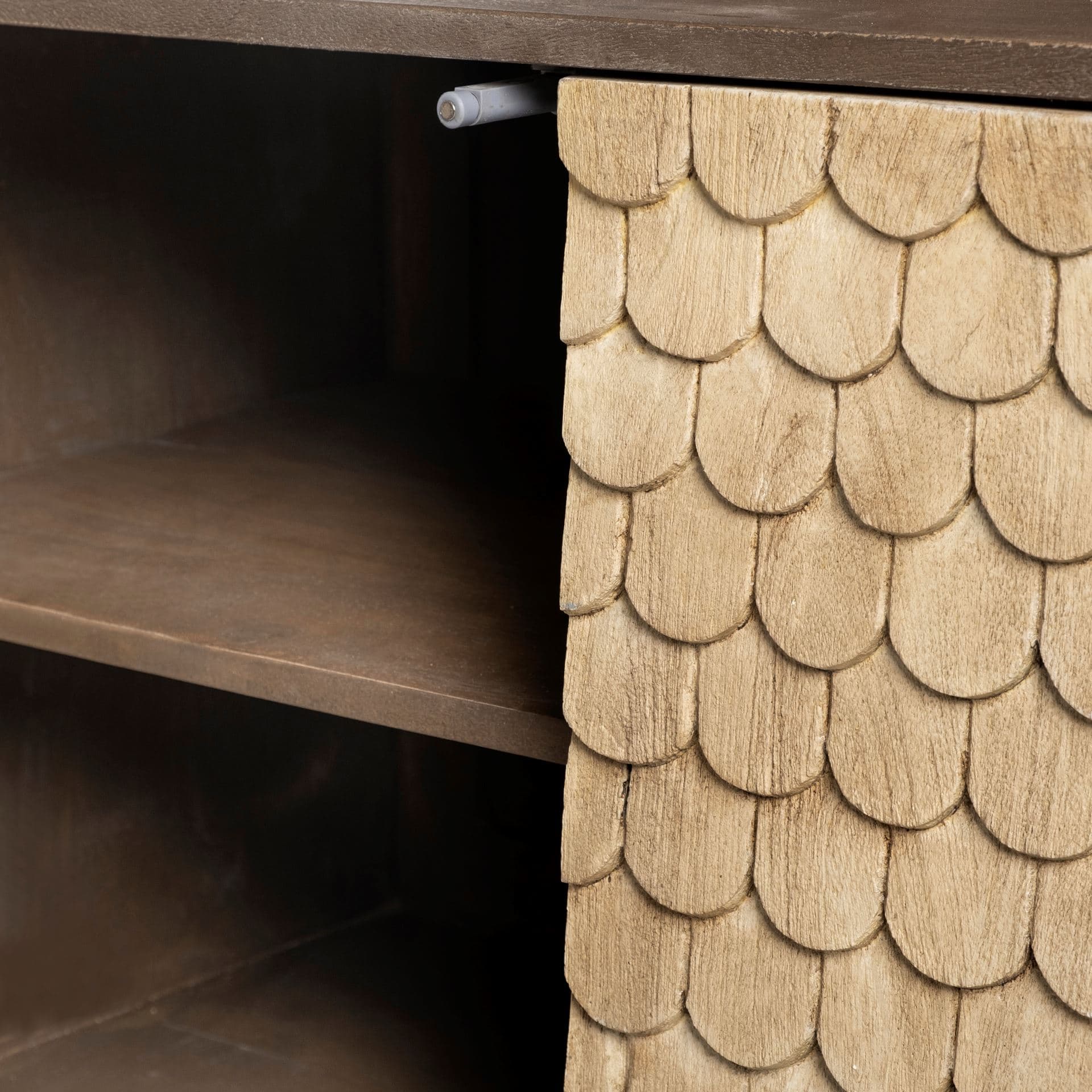 Swordfish 72L x 19W x 30.25H Two-Tone Brown Wood Cabinet Silver Metal Base 4 Cabinet Door Sideboard — product photograph