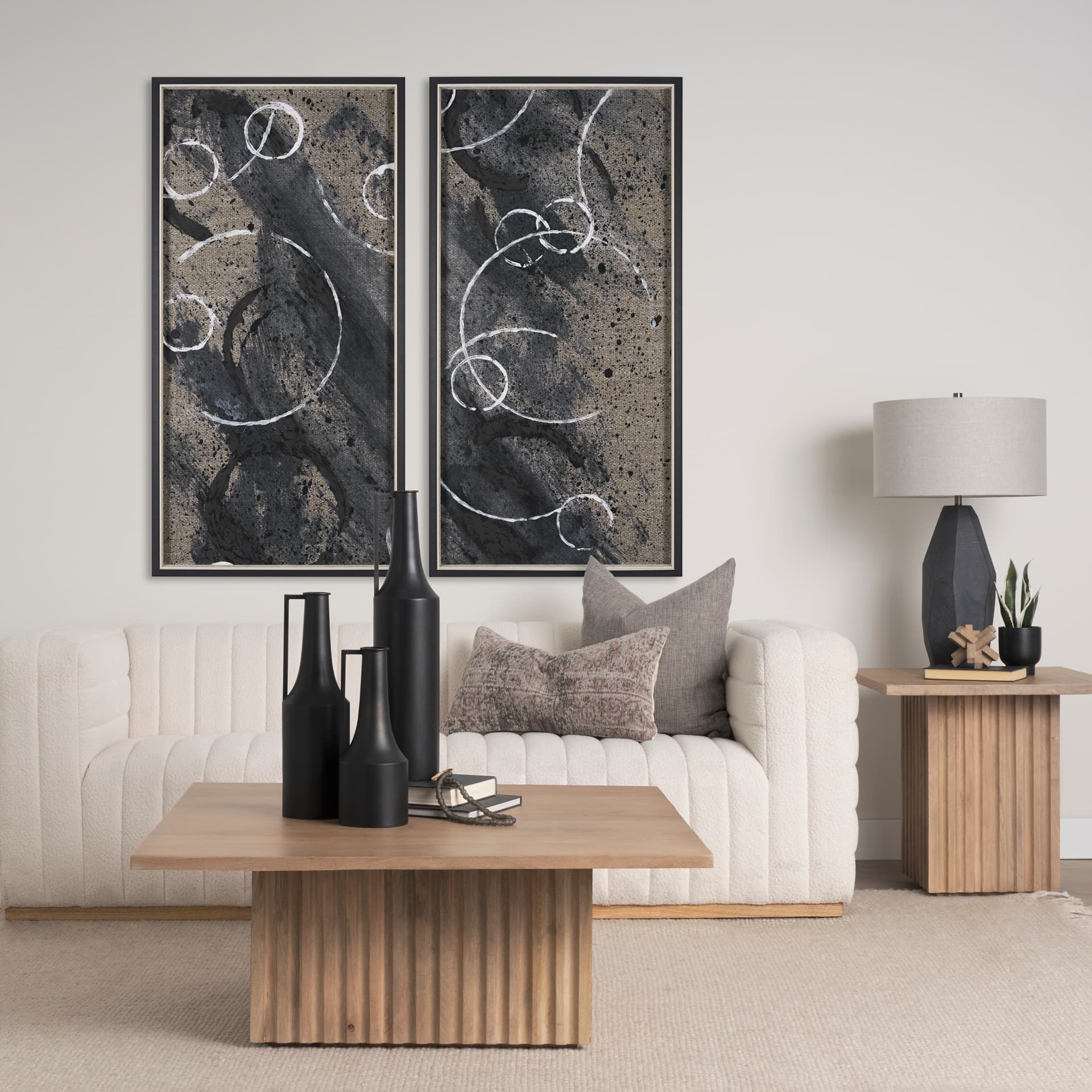 Serkel I by Mercana Studio a Hand Embellished Textured Framed Art Print — in a styled room