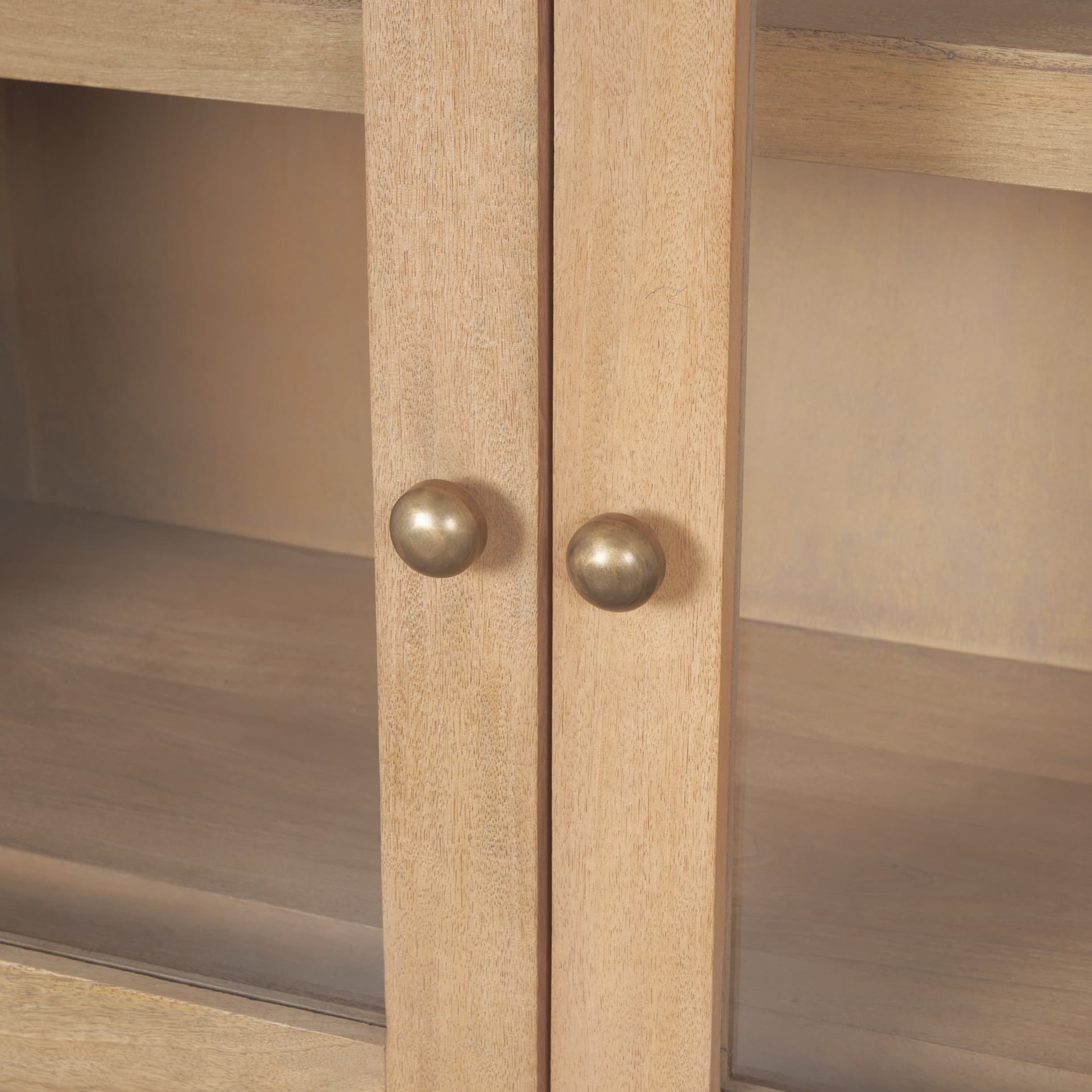 Suri Light Brown Wood W/Glass Doors Arched Curio Cabinet — product photograph