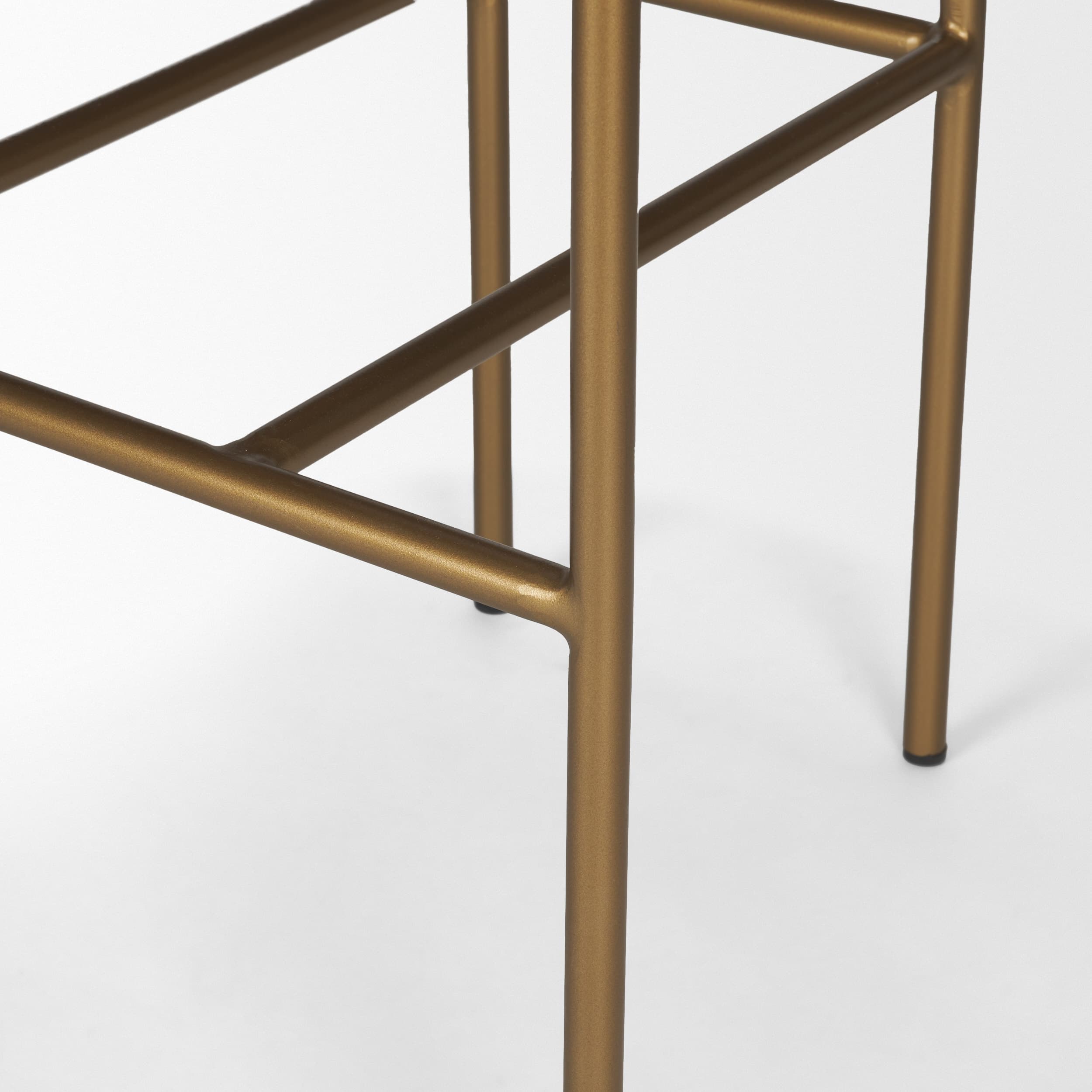 Parker Backless 40in Seat Bar Stool | Brown Faux Leather w/ Gold Metal — product photograph