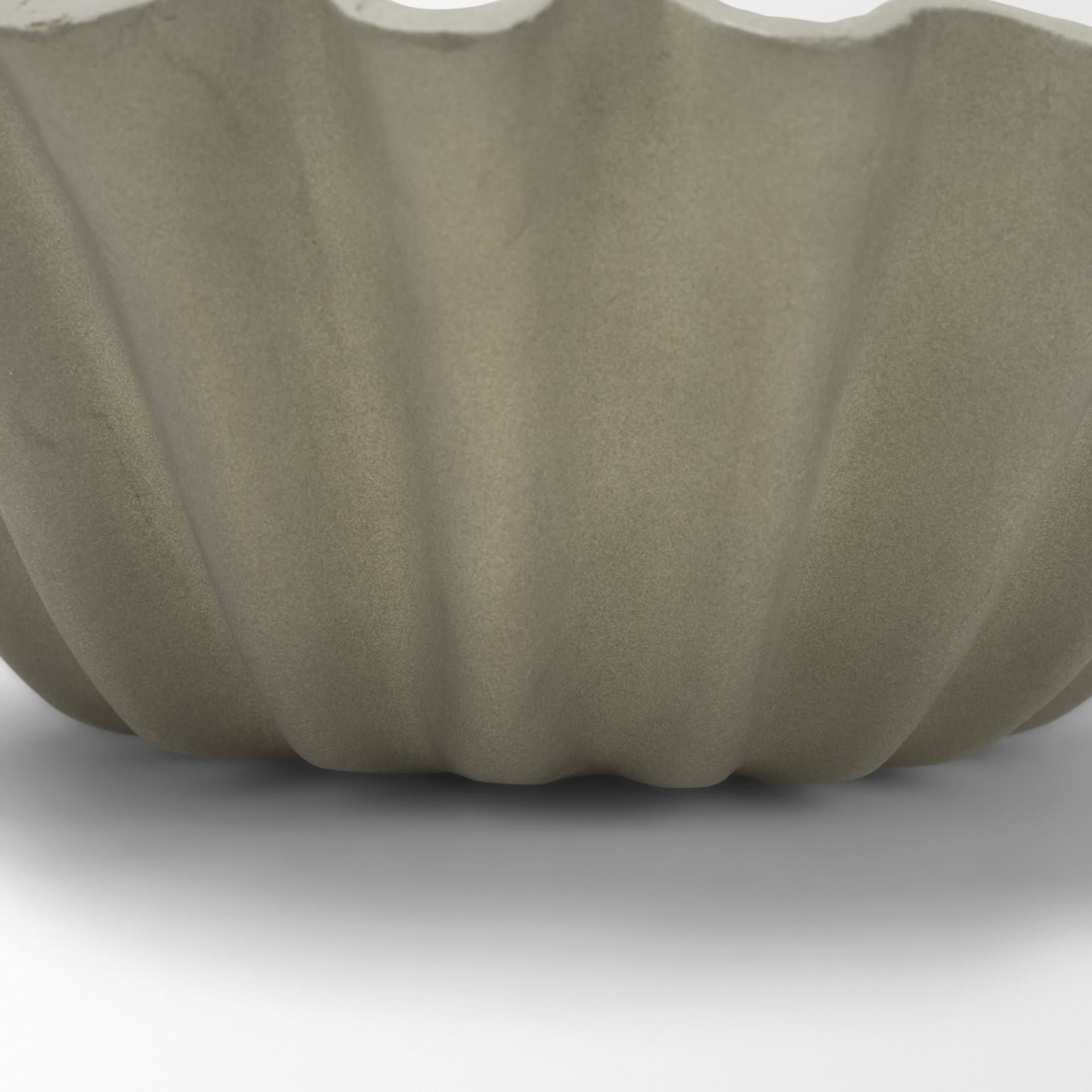 Camelia Small Fluted Sage Green Paper Mache Round Centerpiece Bowl — product photograph