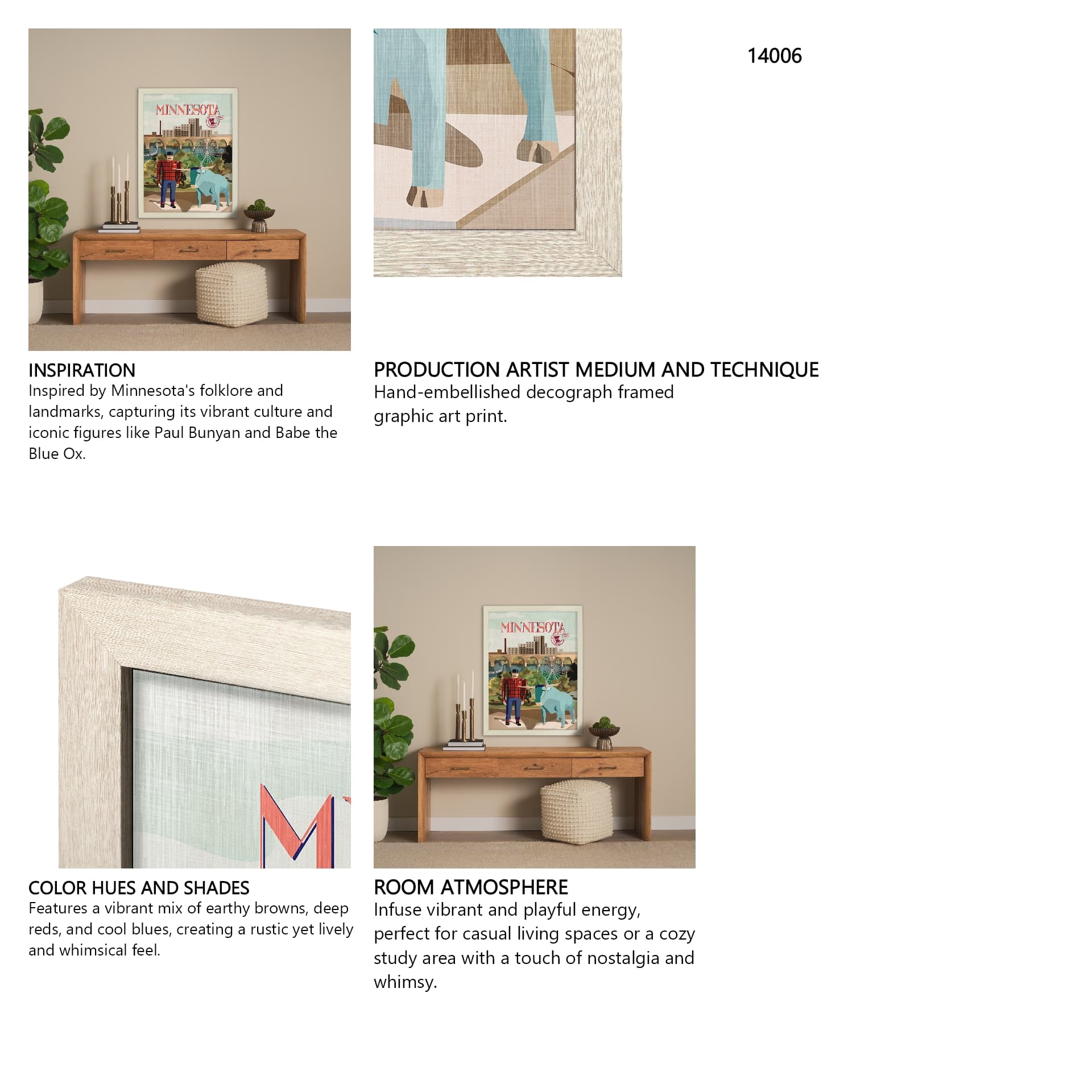 Minnesota Go USA (L) by Mercana Studio a Hand Embellished Decograph Framed Art Print — in a styled room