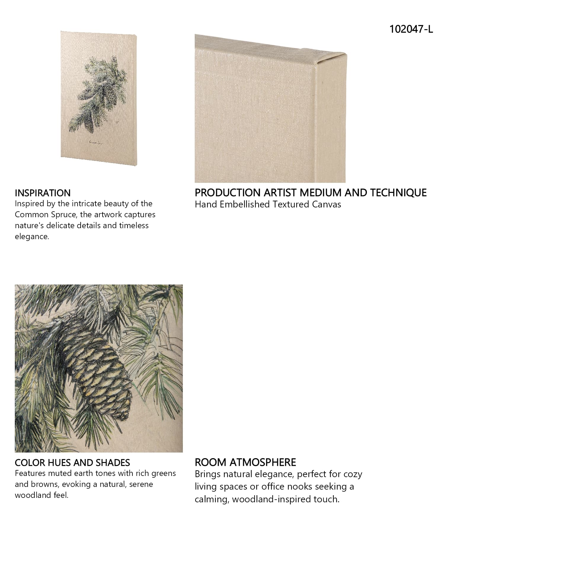 Evergreen collection IV by Victoria a Hand Embellished Textured Canvas — in a styled room